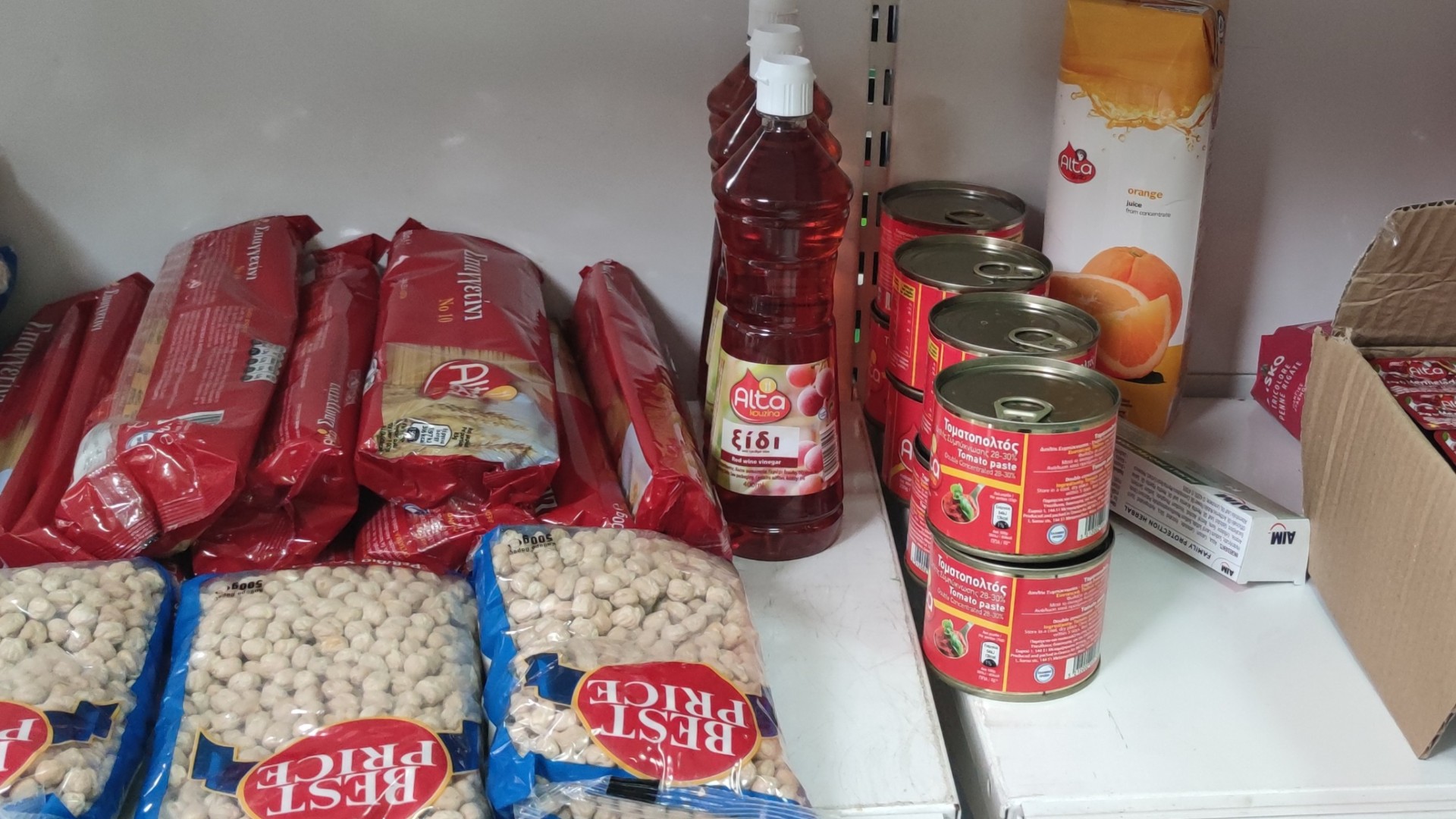 photo of previous delivery products arriving at charity