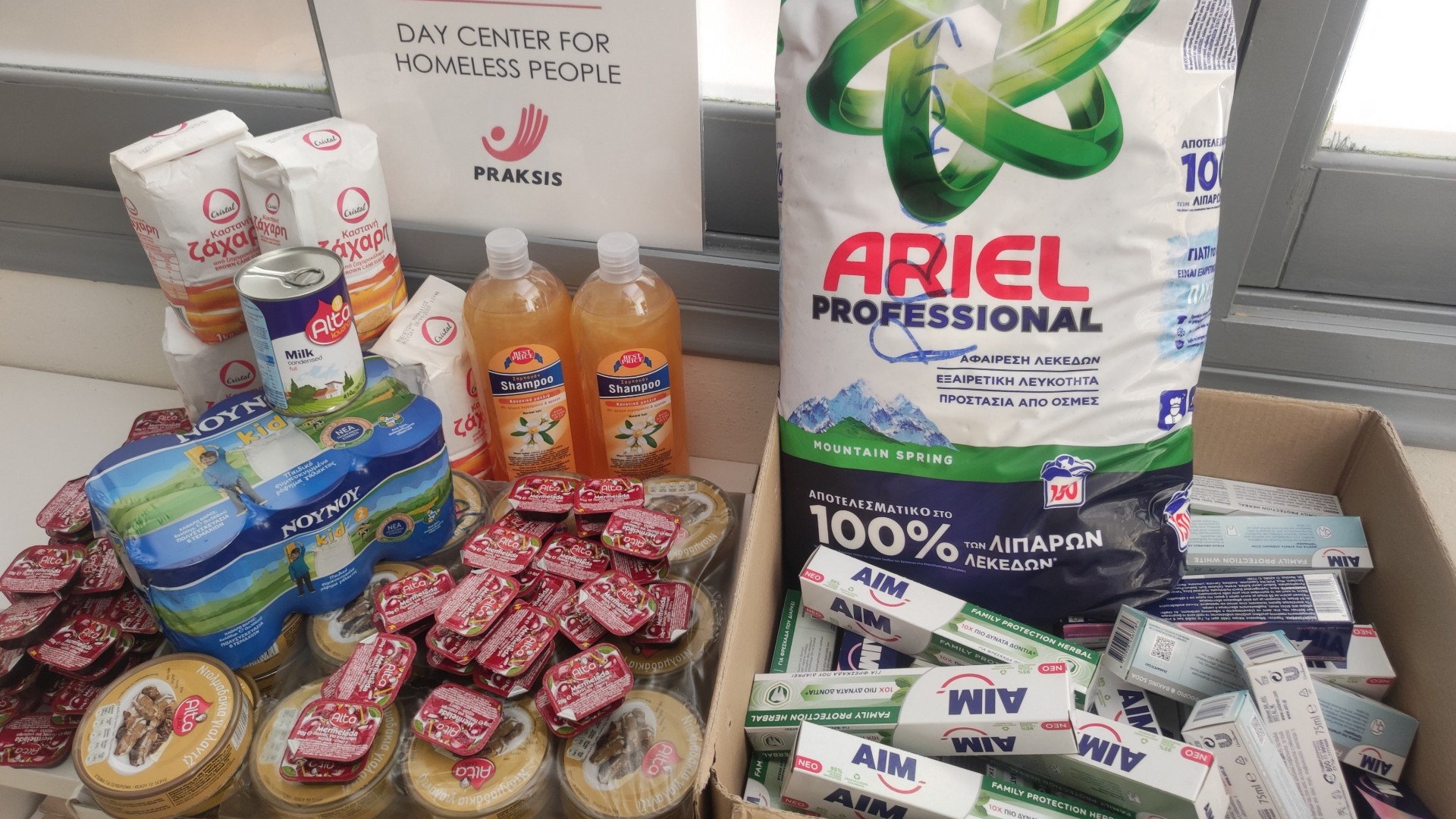 photo of previous delivery products arriving at charity