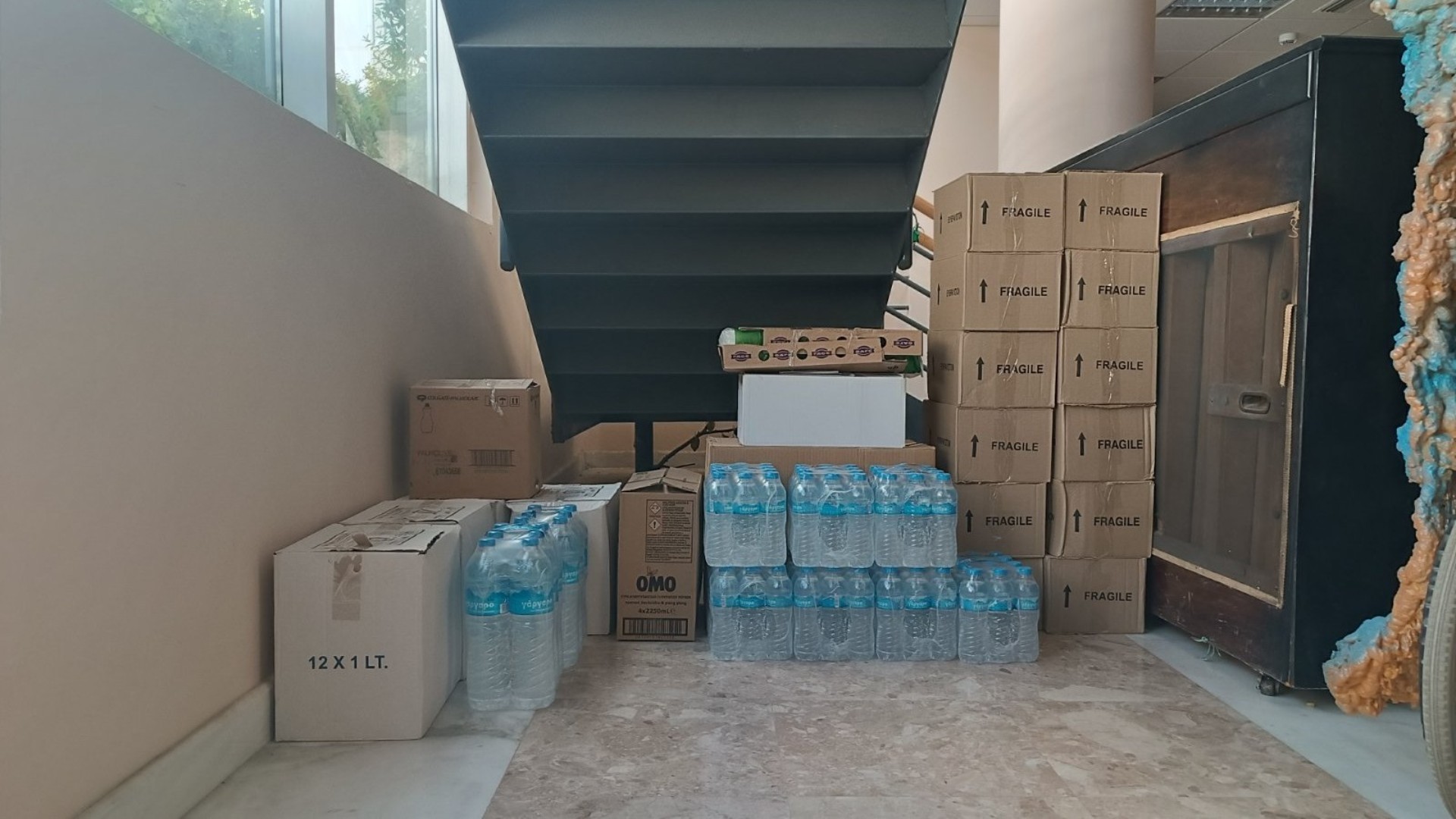 photo of previous delivery products arriving at charity