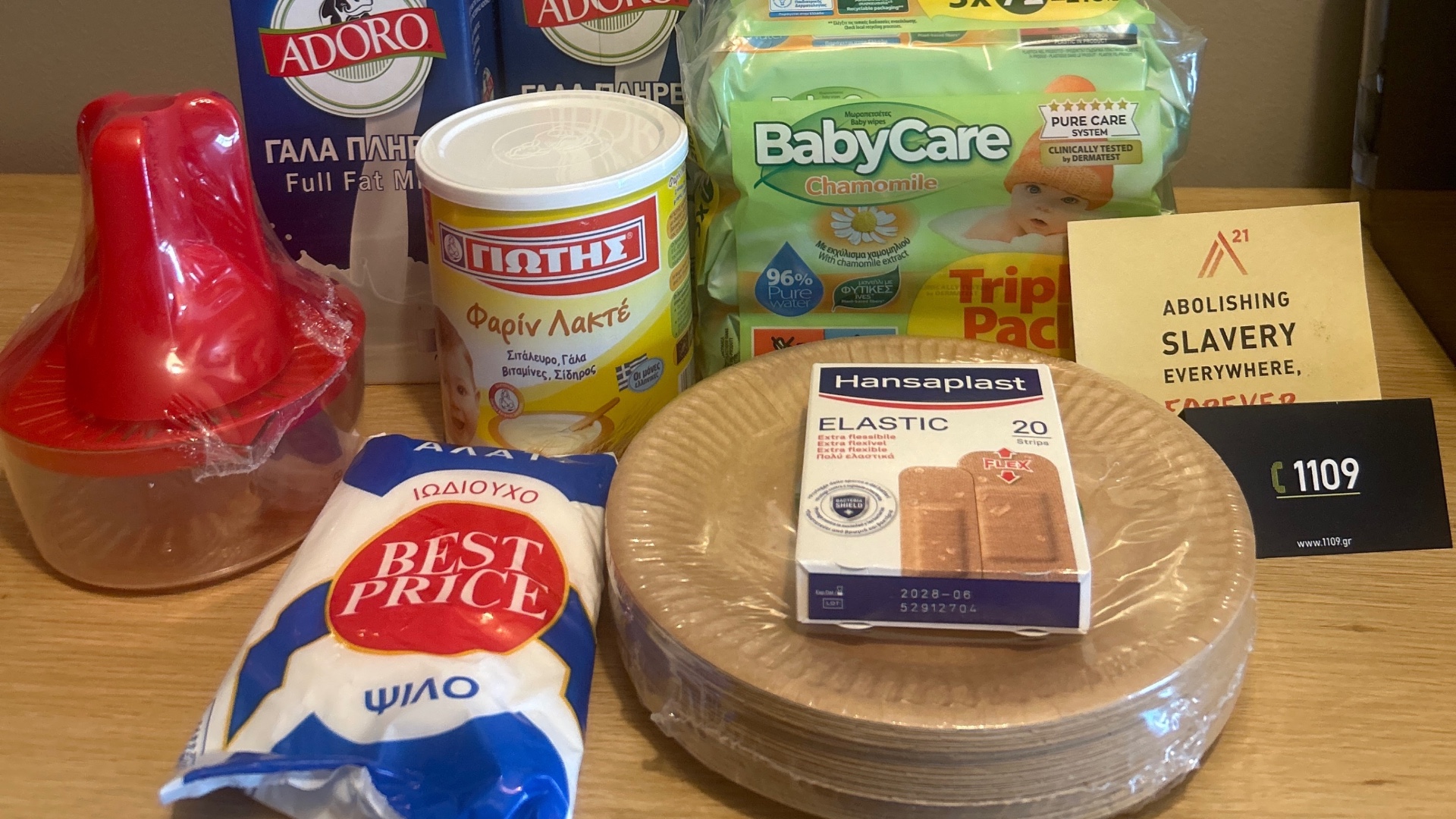 photo of previous delivery products arriving at charity