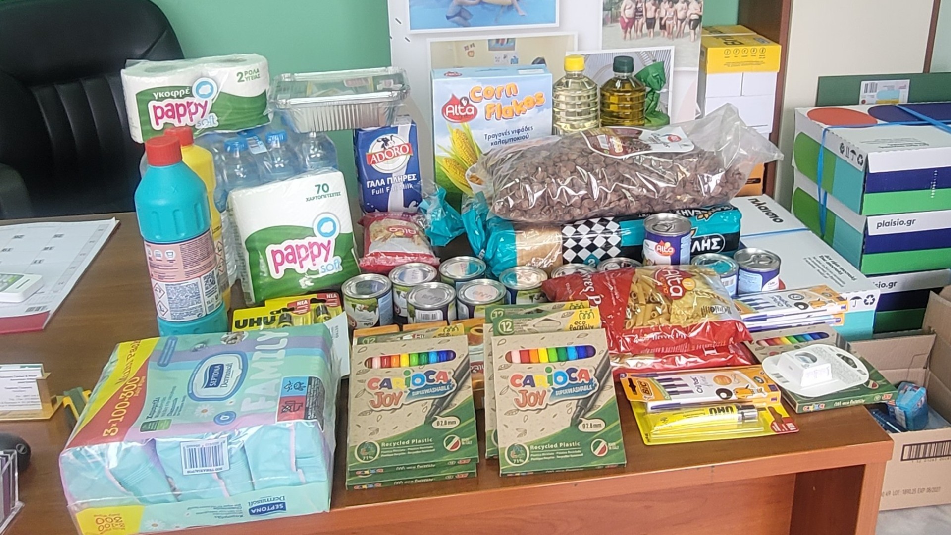 photo of previous delivery products arriving at charity