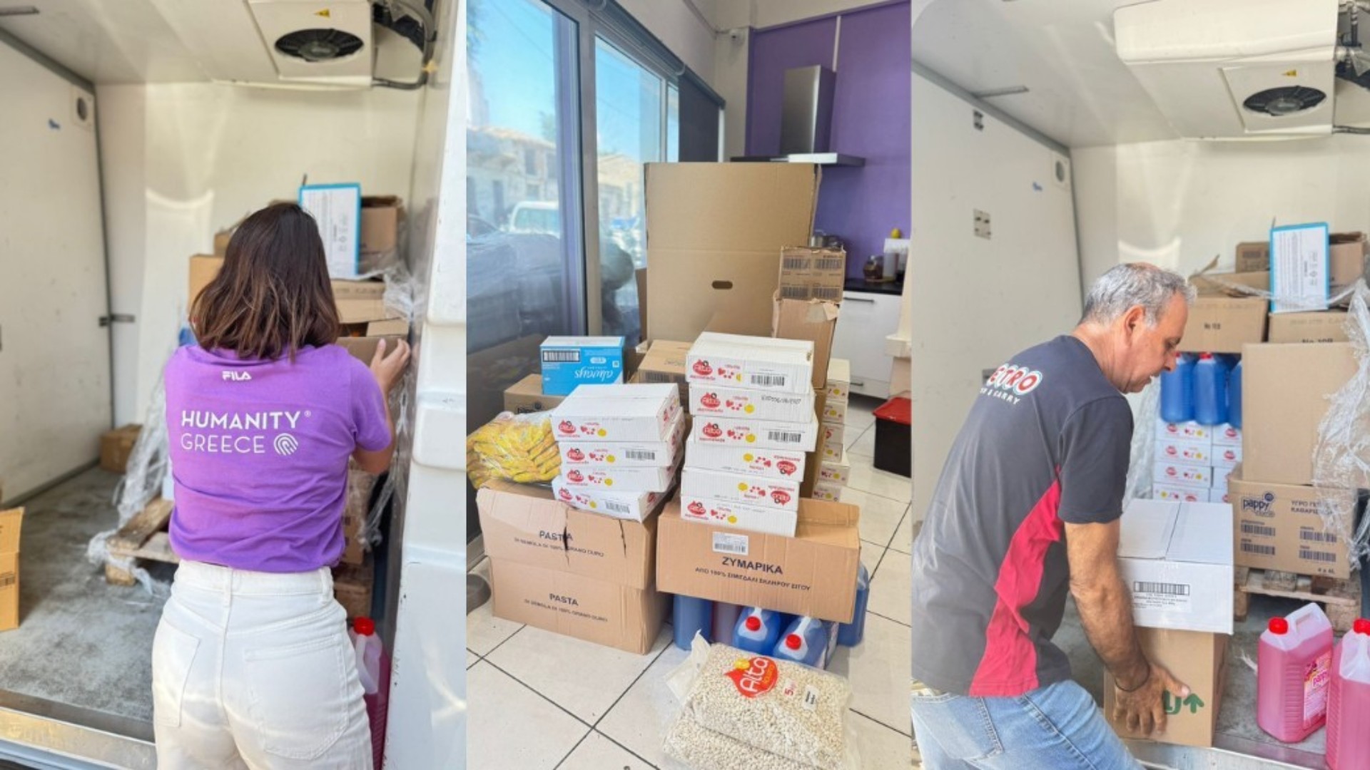 photo of previous delivery products arriving at charity