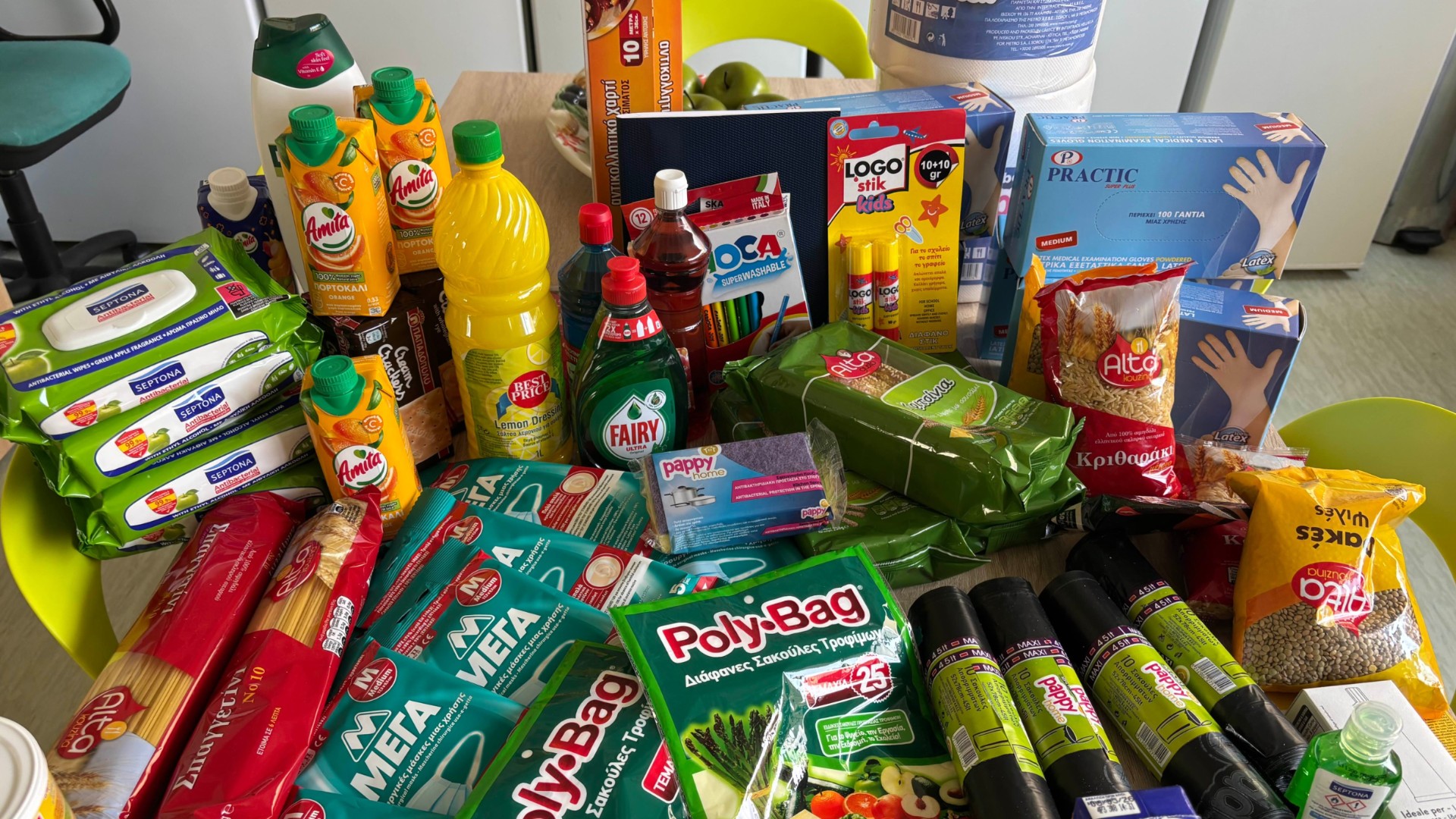 photo of previous delivery products arriving at charity