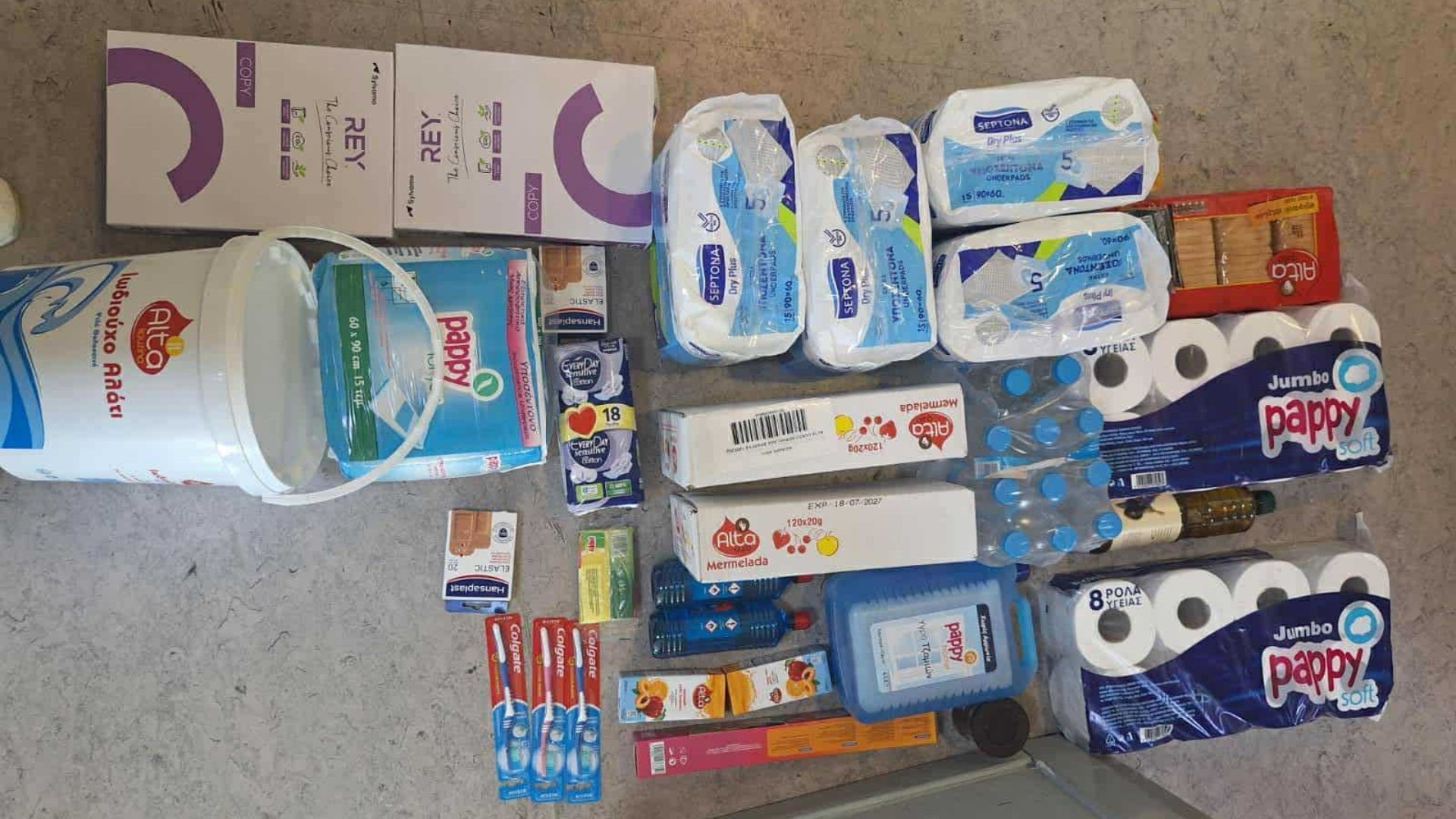 photo of previous delivery products arriving at charity