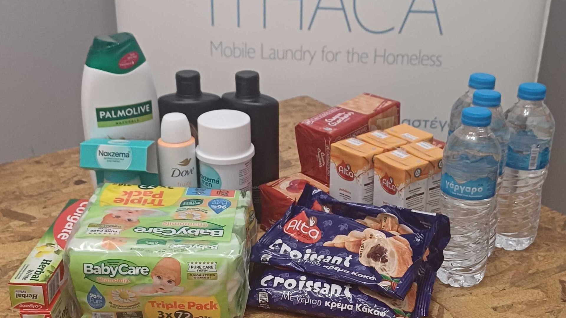 photo of previous delivery products arriving at charity