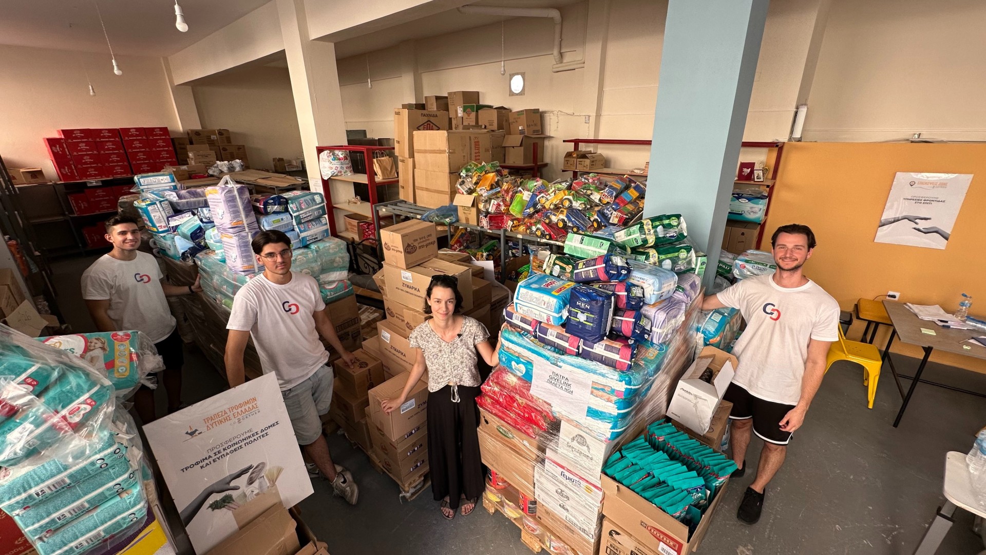 photo of previous delivery products arriving at charity