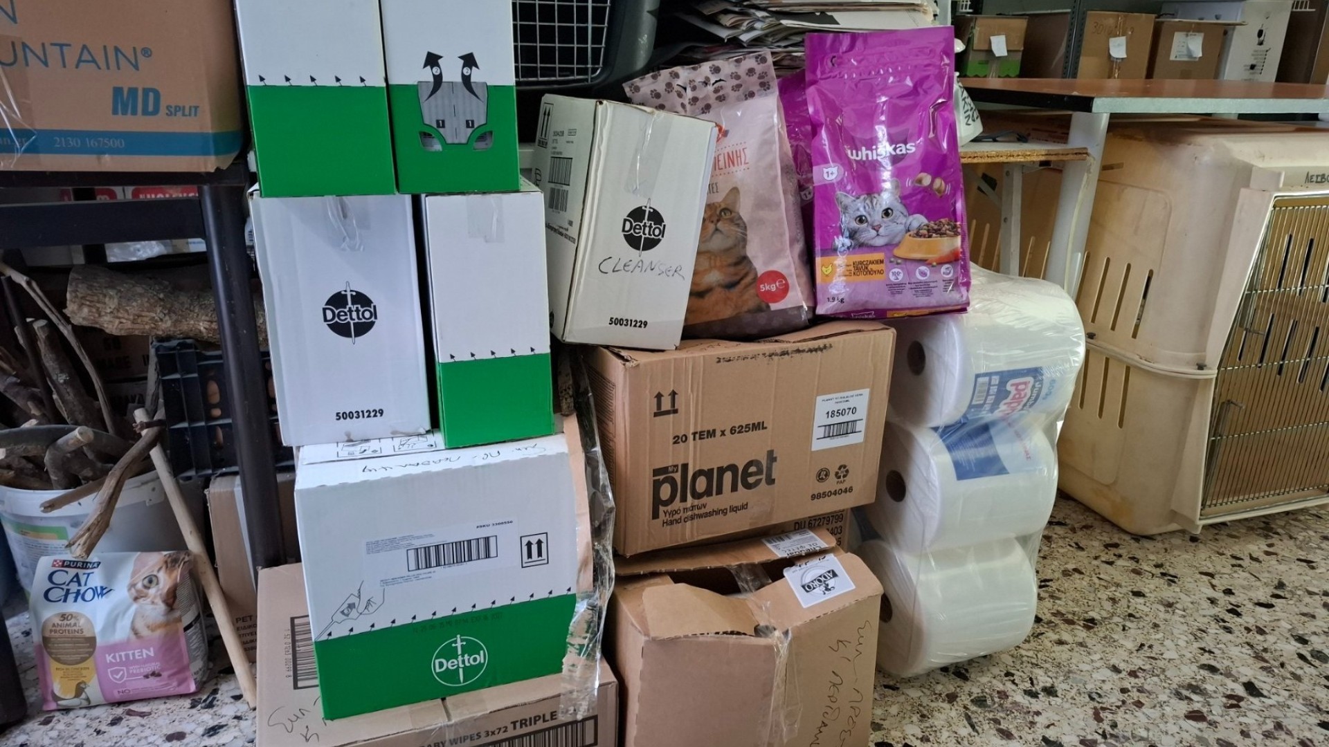 photo of previous delivery products arriving at charity