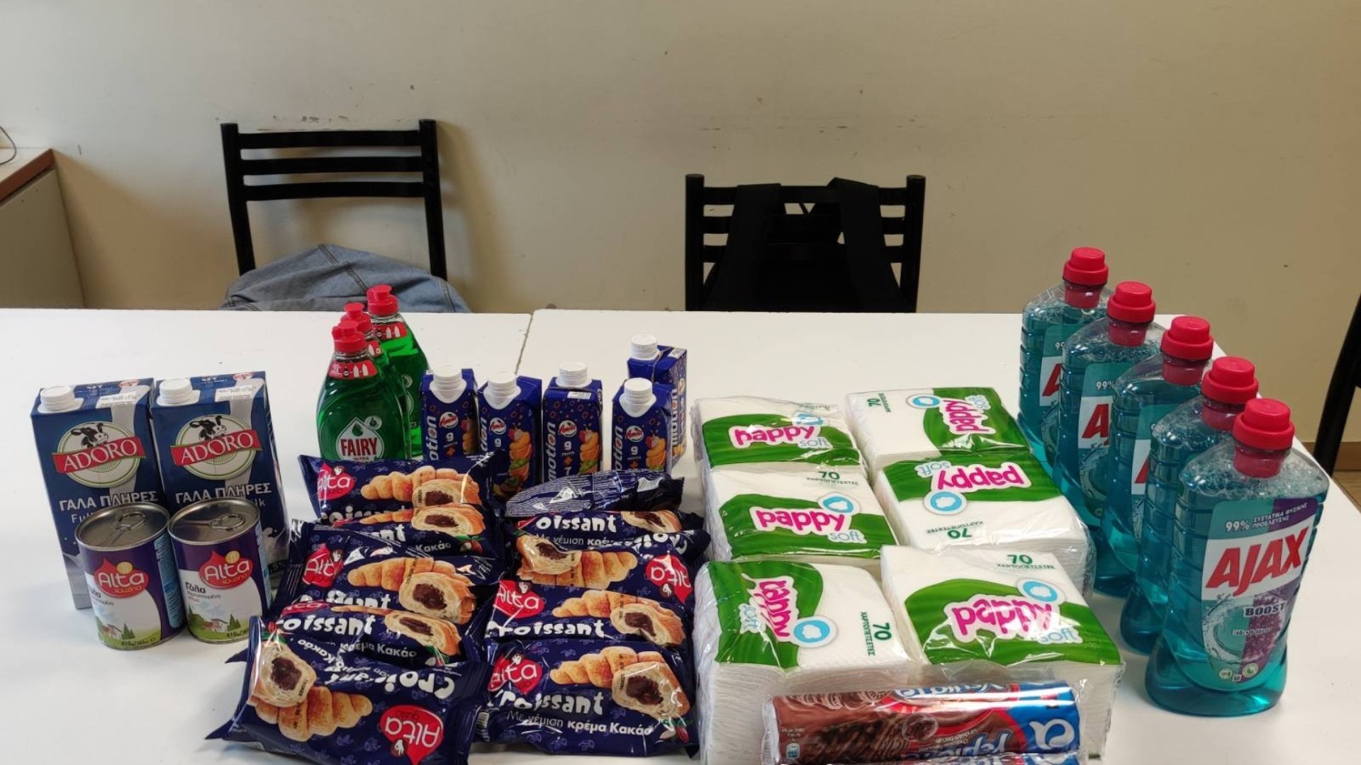 photo of previous delivery products arriving at charity