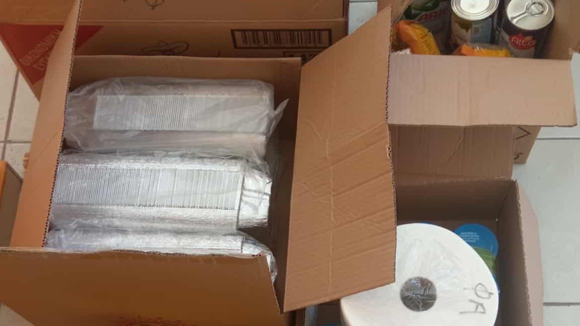 photo of previous delivery products arriving at charity