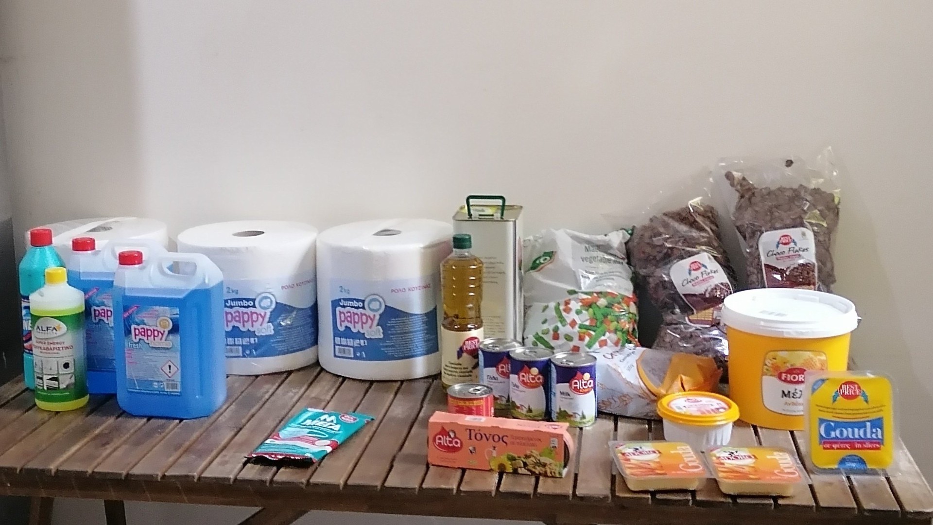 photo of previous delivery products arriving at charity
