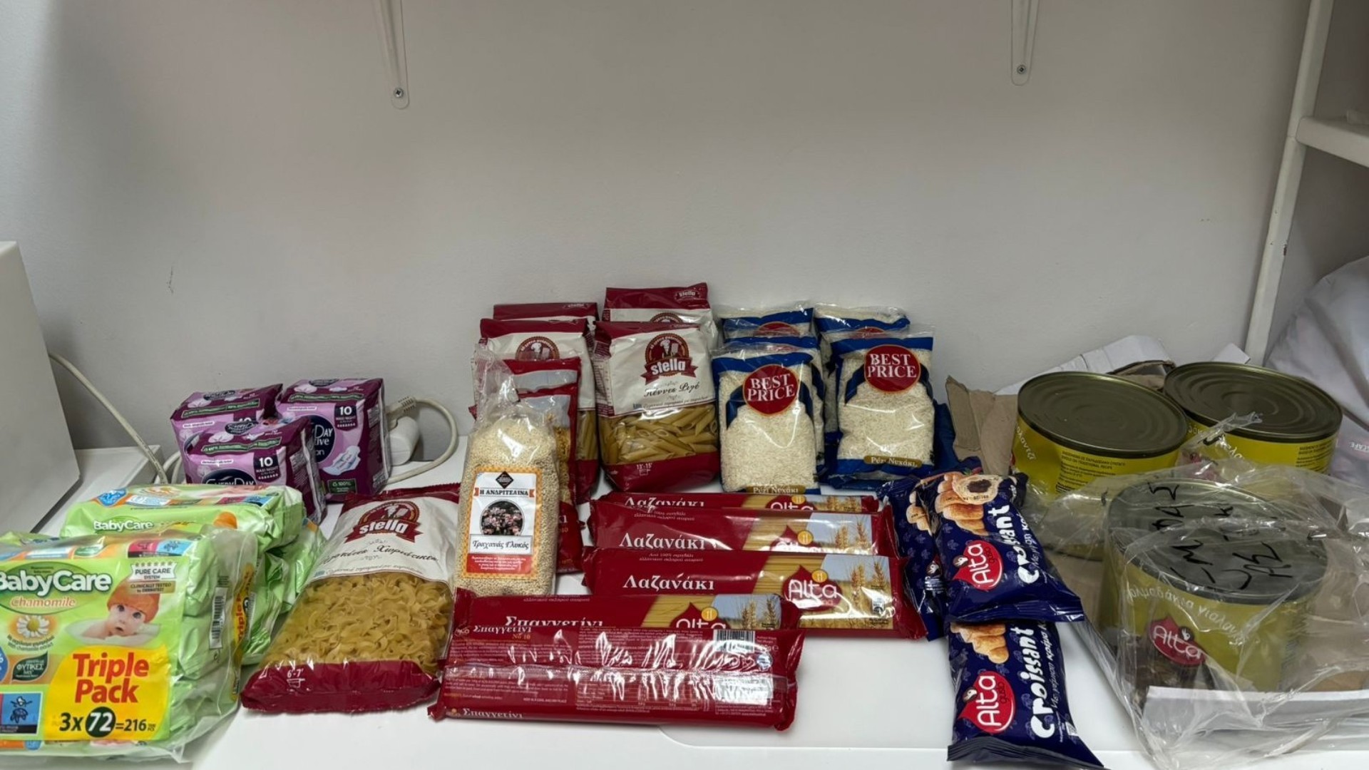 photo of previous delivery products arriving at charity