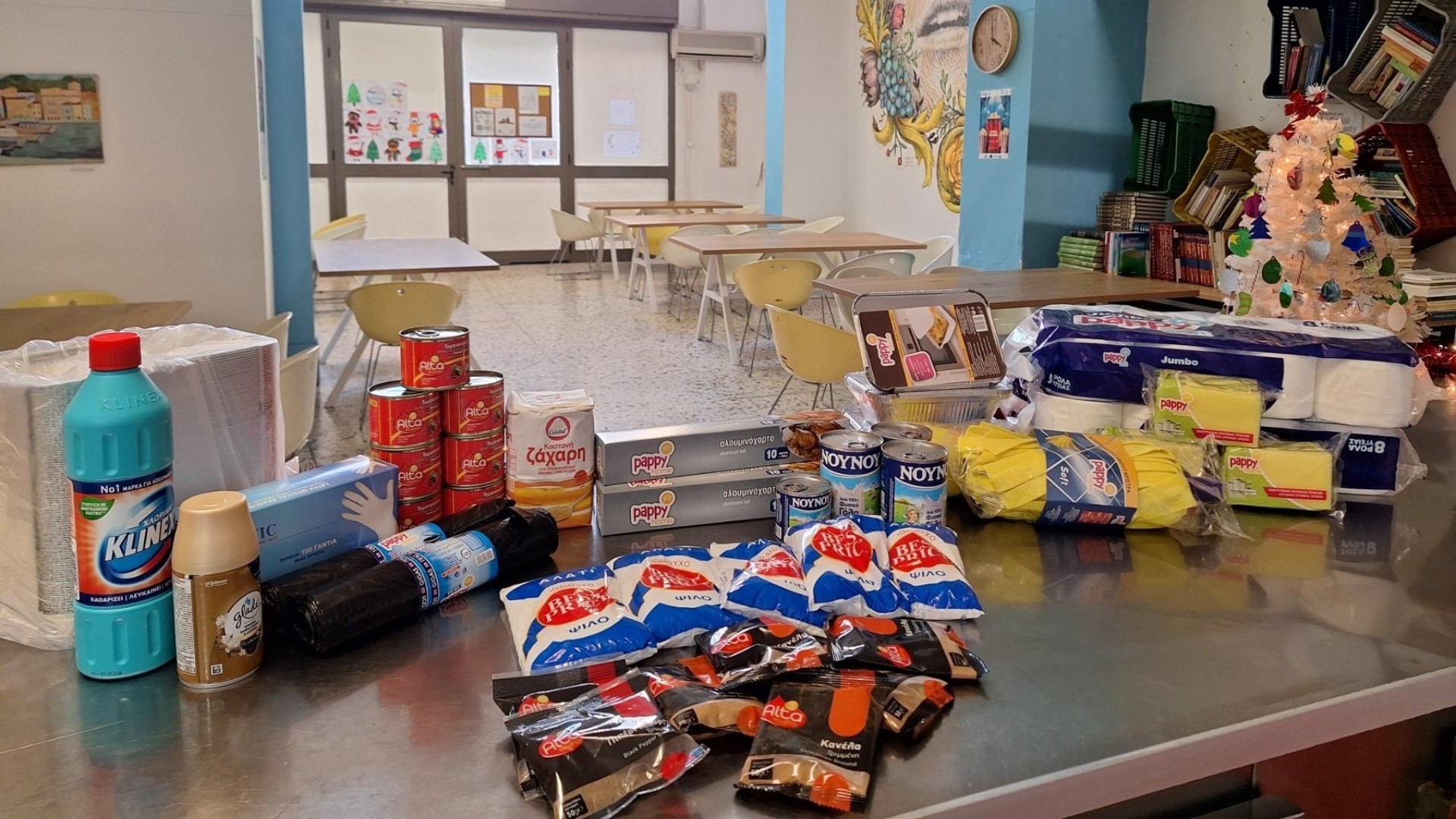 photo of previous delivery products arriving at charity