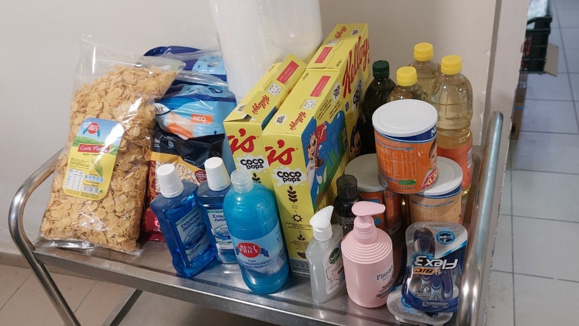 photo of previous delivery products arriving at charity