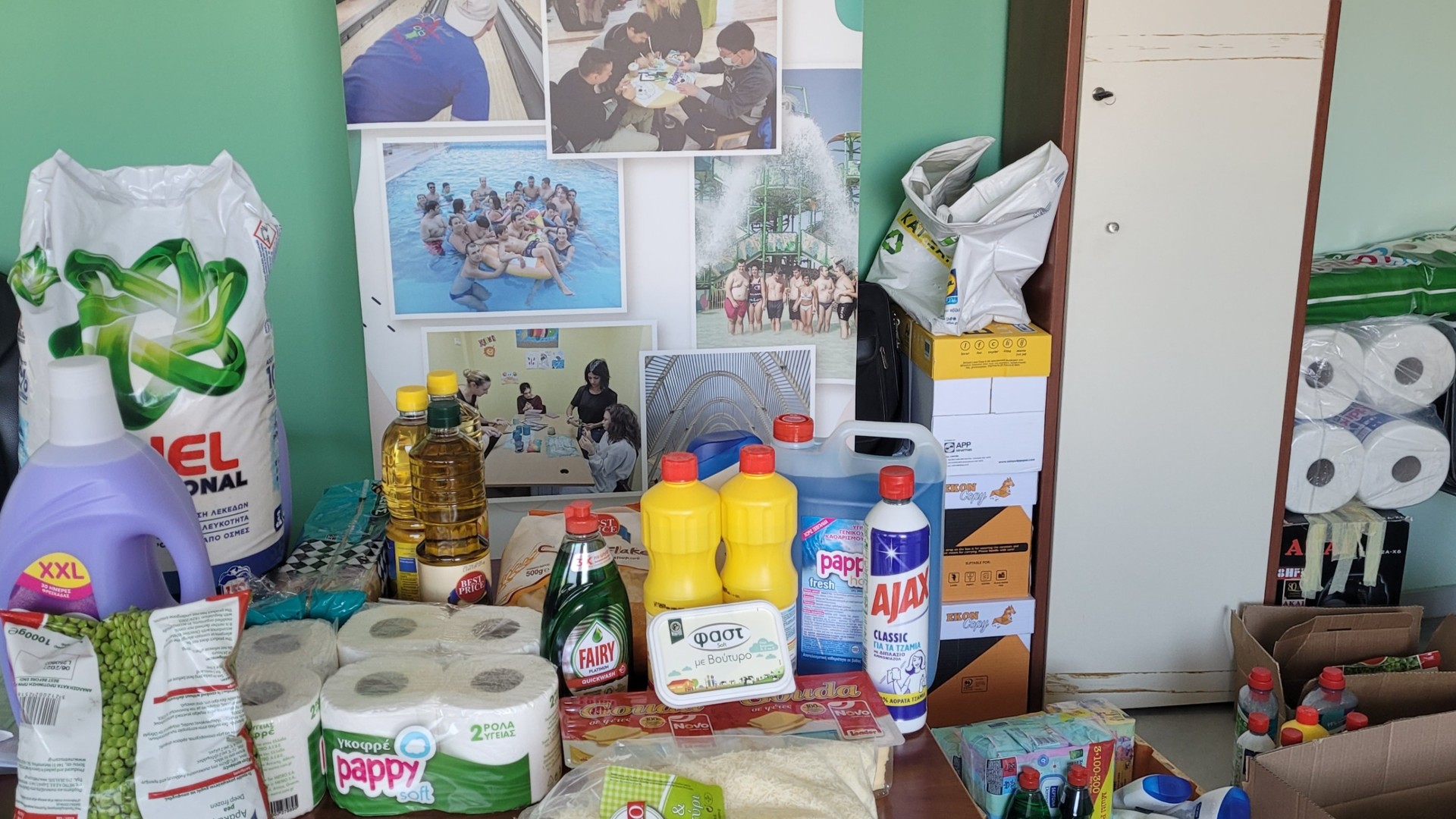 photo of previous delivery products arriving at charity
