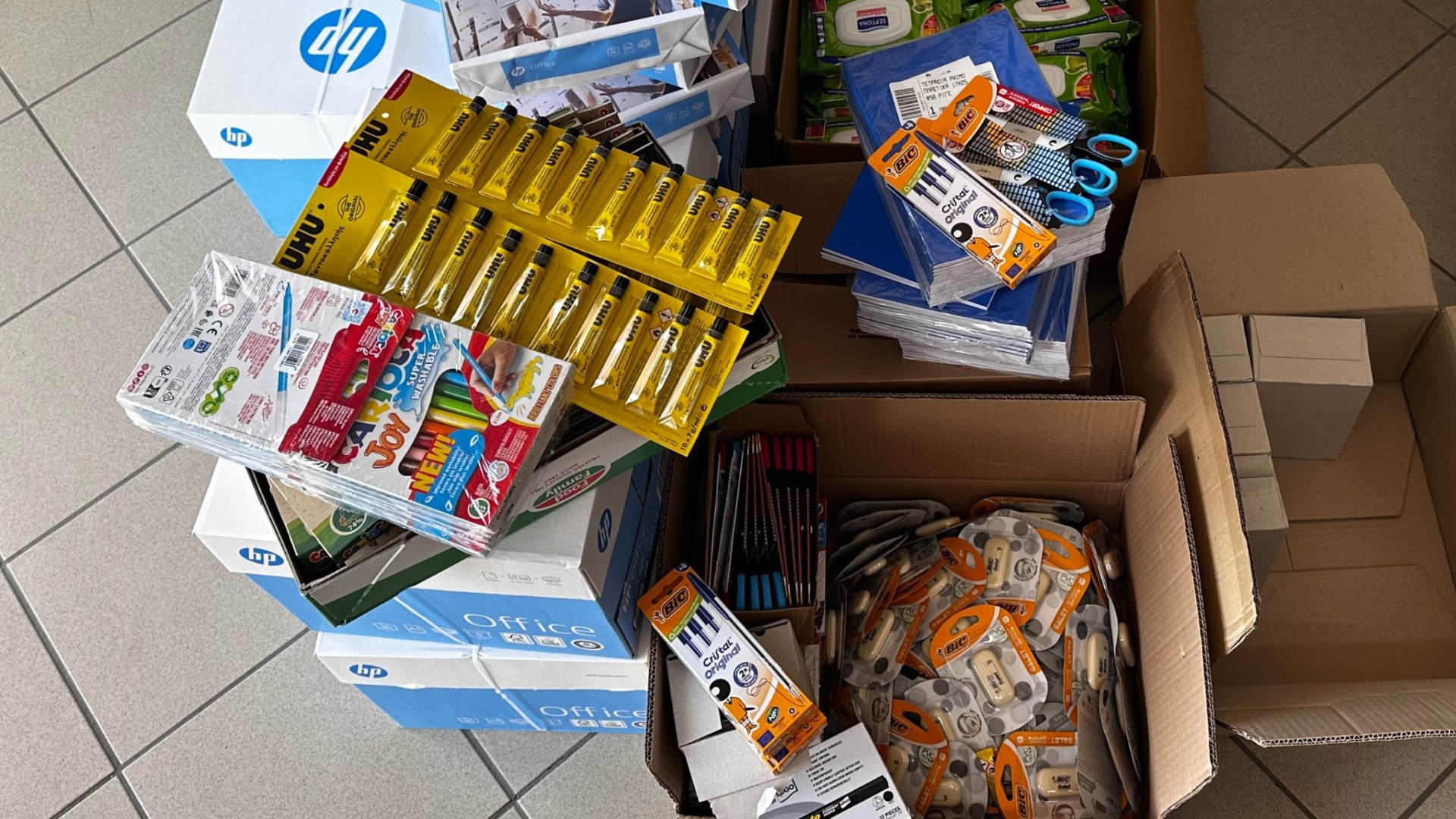 photo of previous delivery products arriving at charity