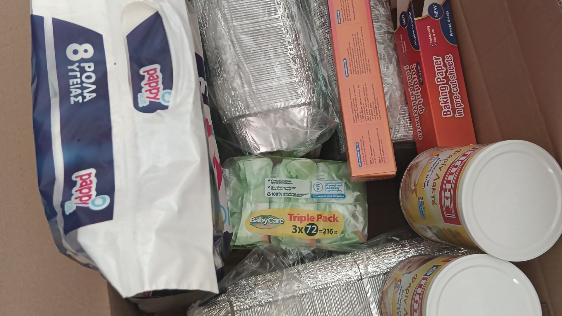 photo of previous delivery products arriving at charity