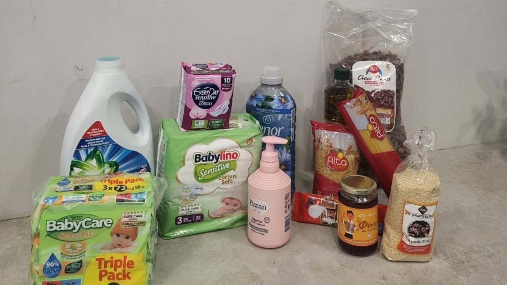 photo of previous delivery products arriving at charity