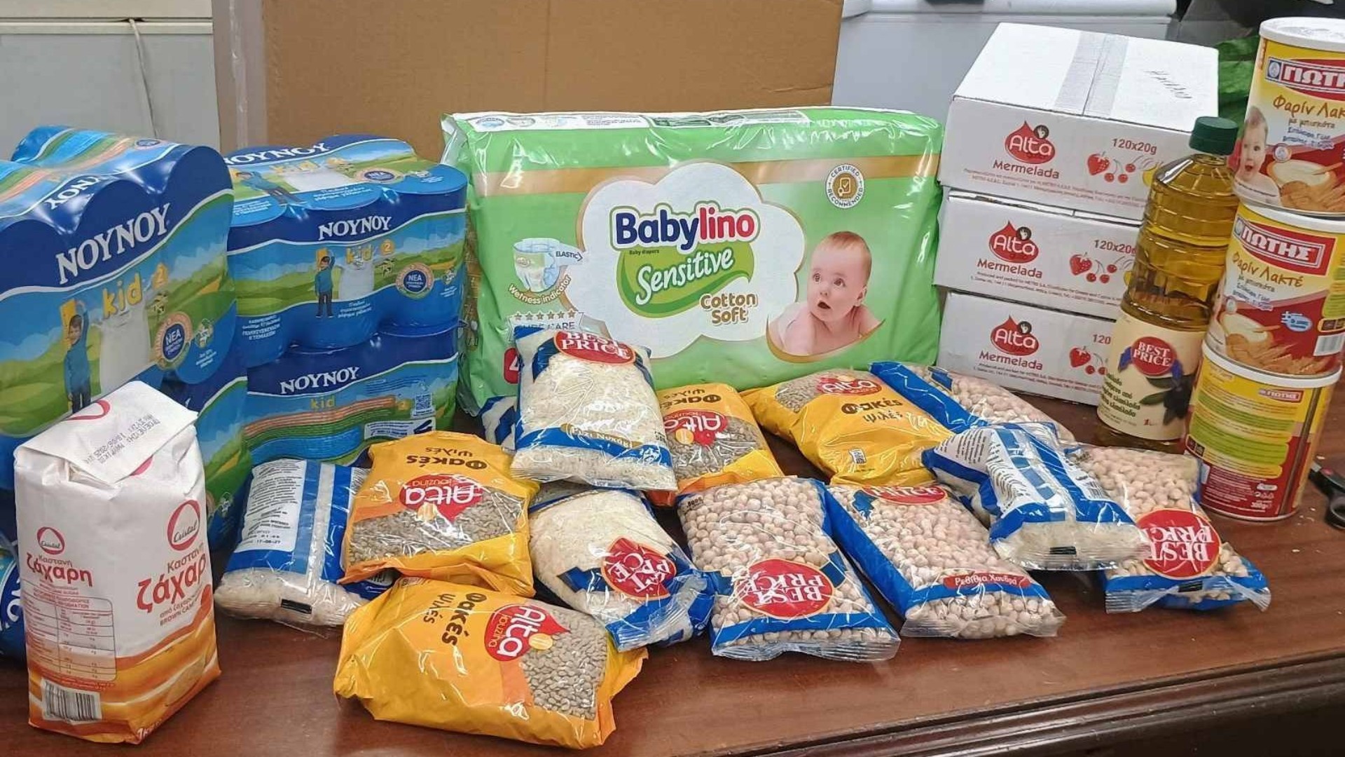 photo of previous delivery products arriving at charity
