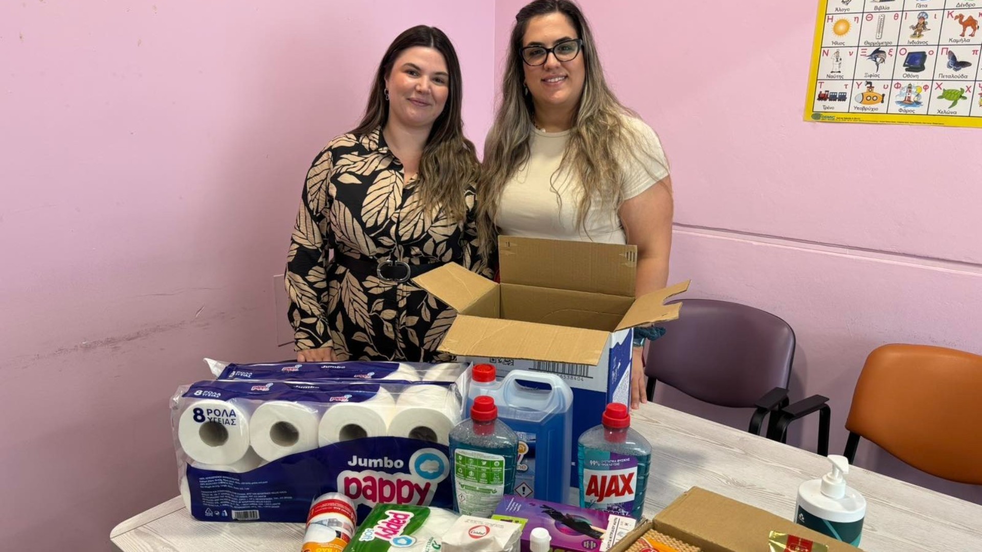 photo of previous delivery products arriving at charity