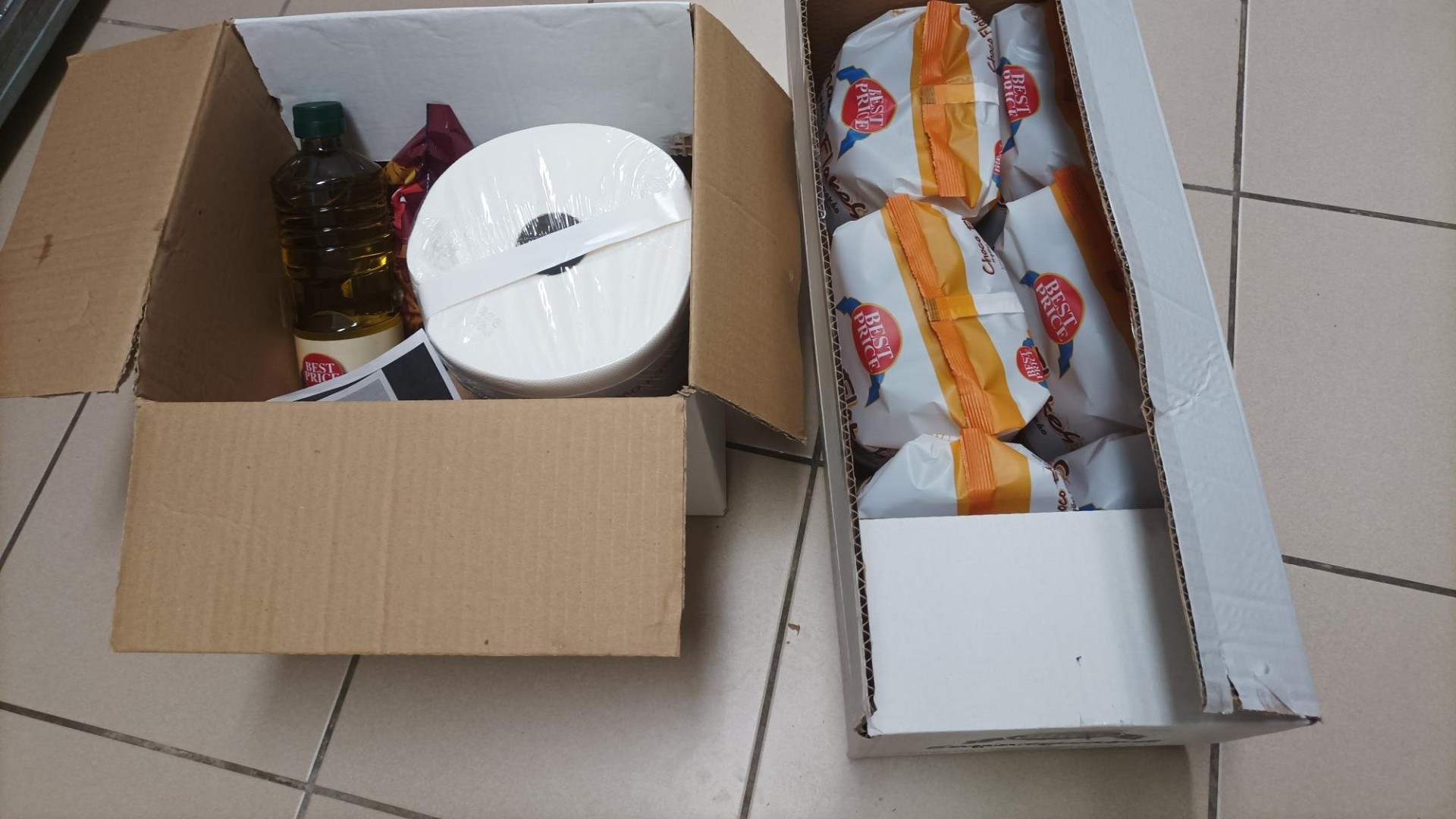 photo of previous delivery products arriving at charity