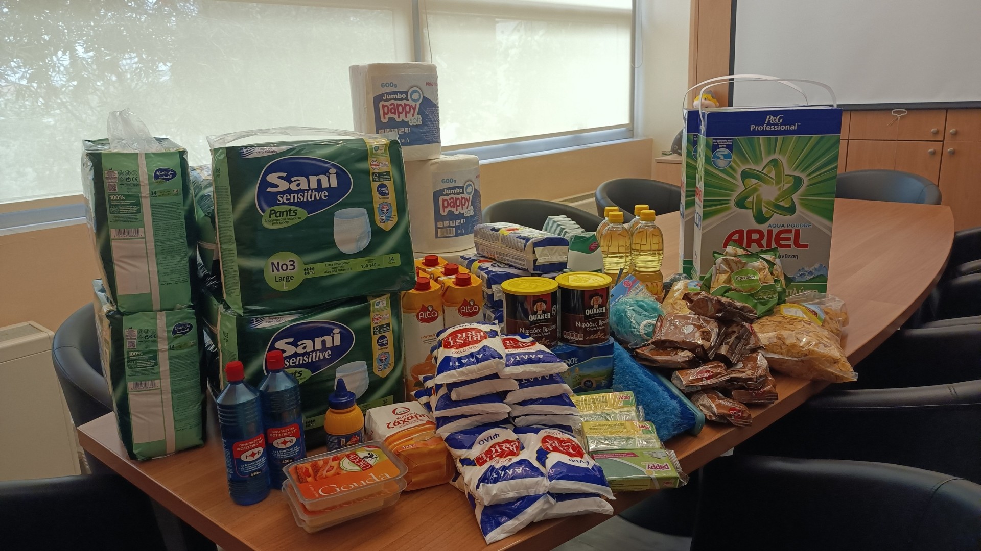 photo of previous delivery products arriving at charity