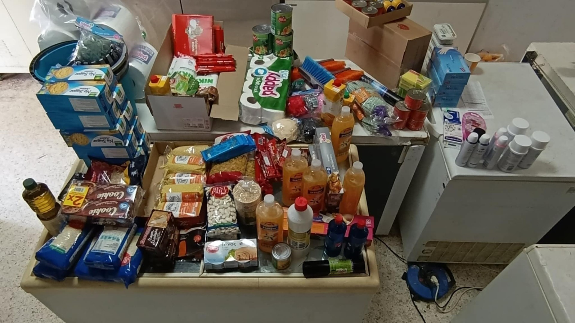 photo of previous delivery products arriving at charity