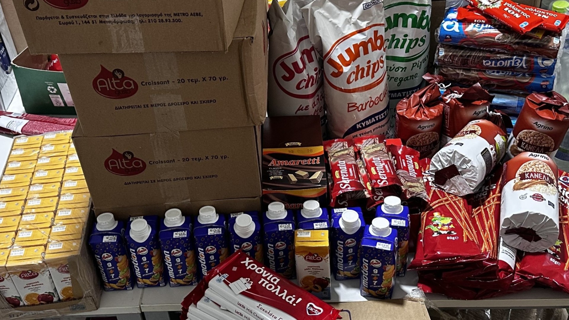 photo of previous delivery products arriving at charity