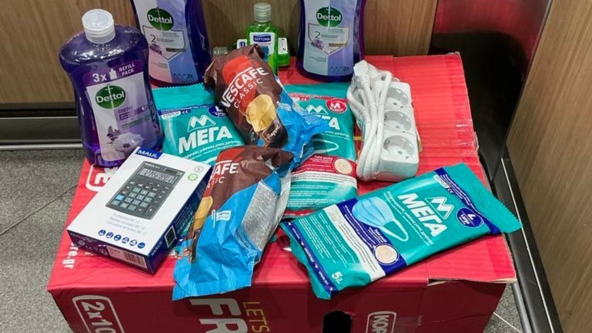 photo of previous delivery products arriving at charity