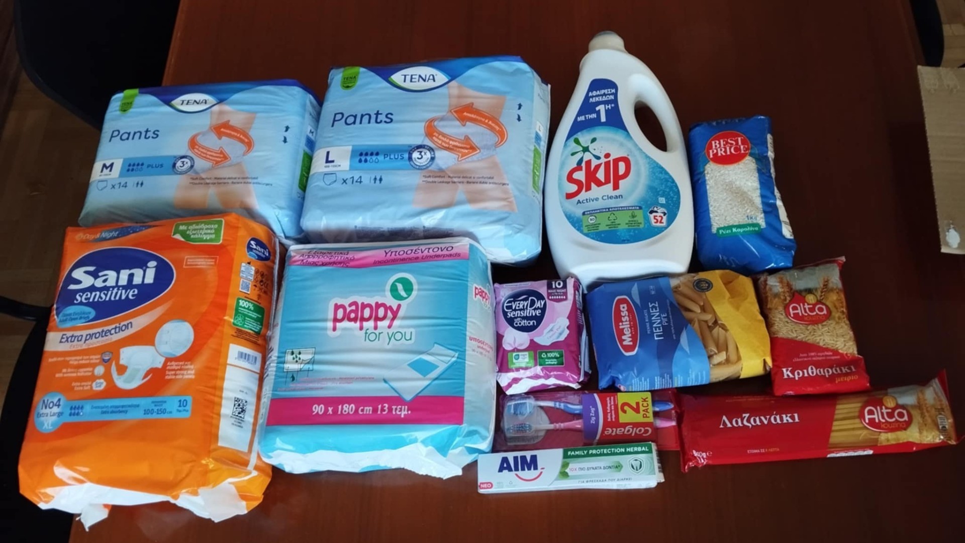 photo of previous delivery products arriving at charity