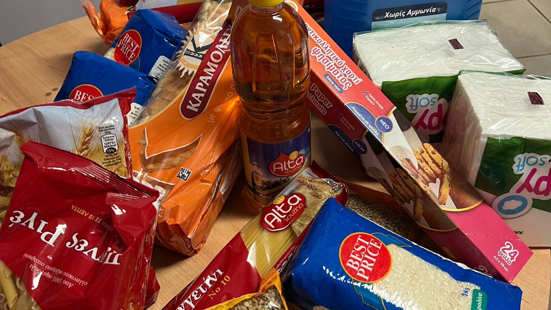 photo of previous delivery products arriving at charity