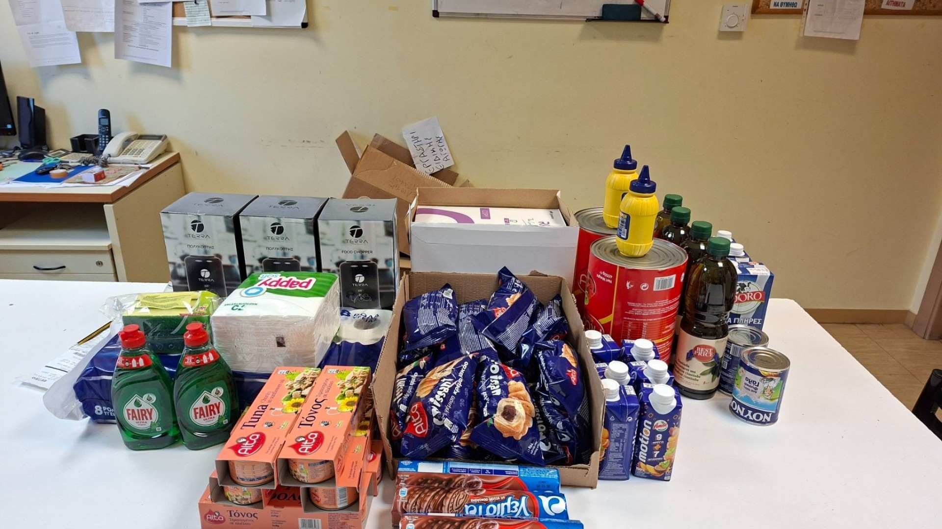 photo of previous delivery products arriving at charity