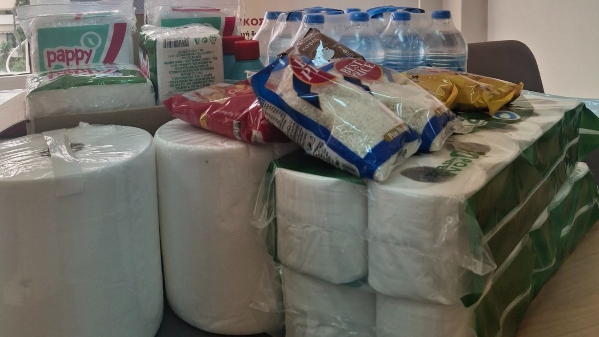 photo of previous delivery products arriving at charity