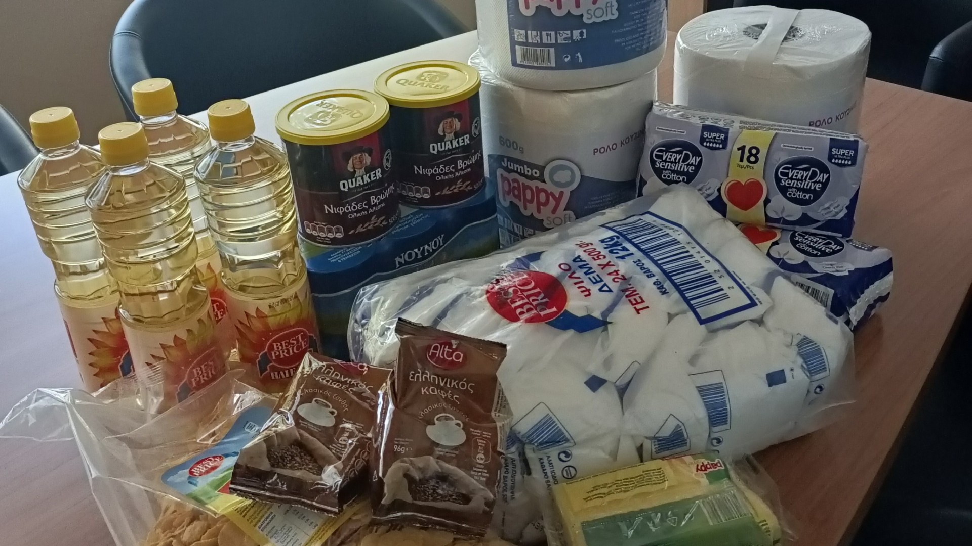 photo of previous delivery products arriving at charity