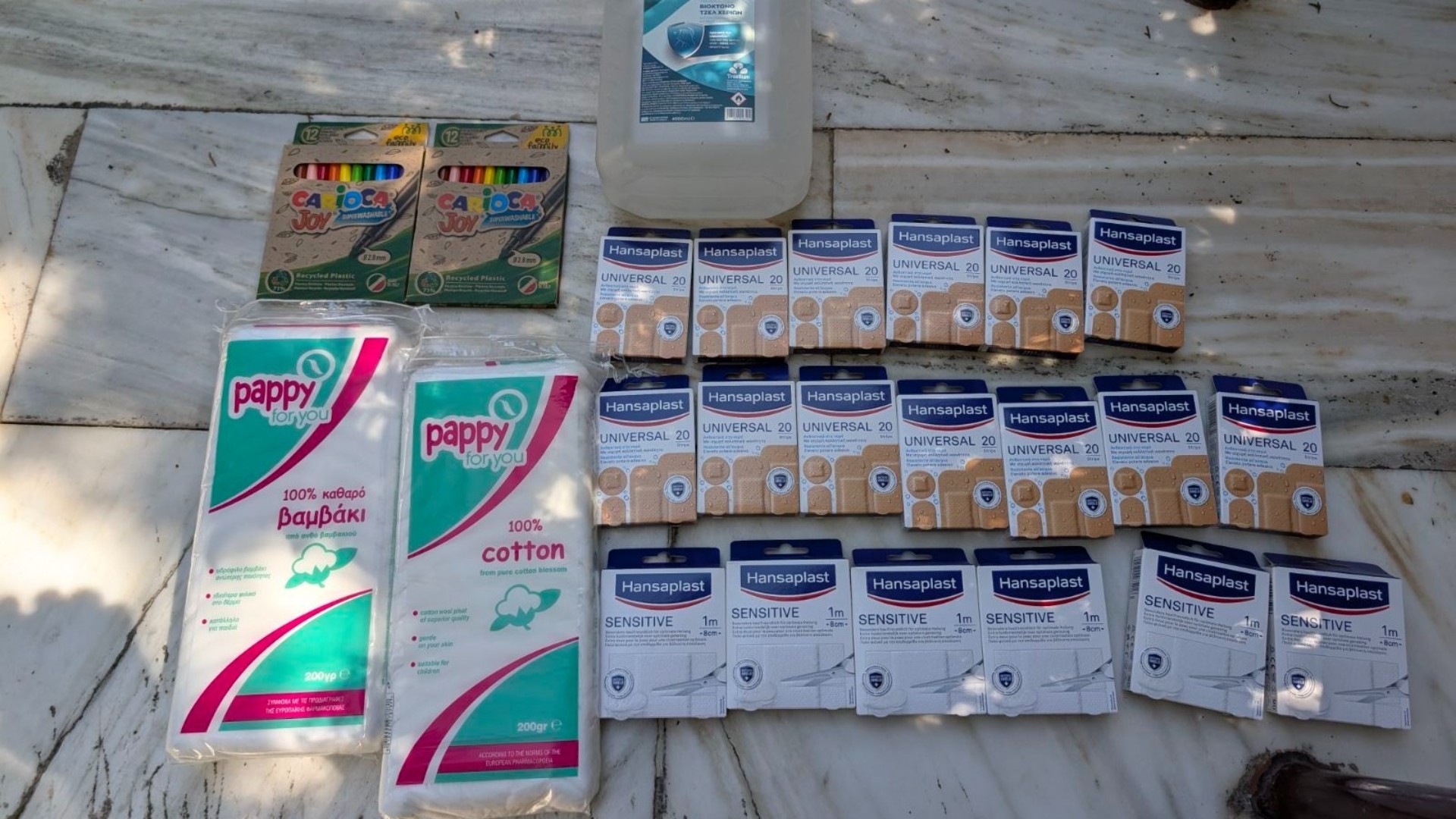 photo of previous delivery products arriving at charity