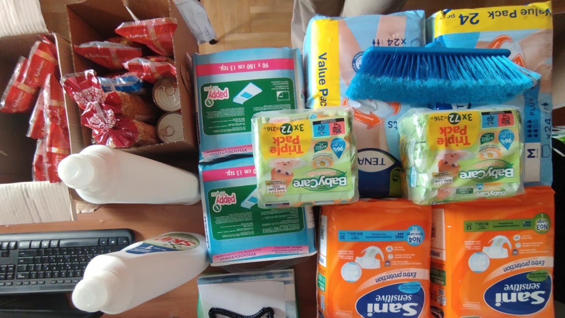 photo of previous delivery products arriving at charity