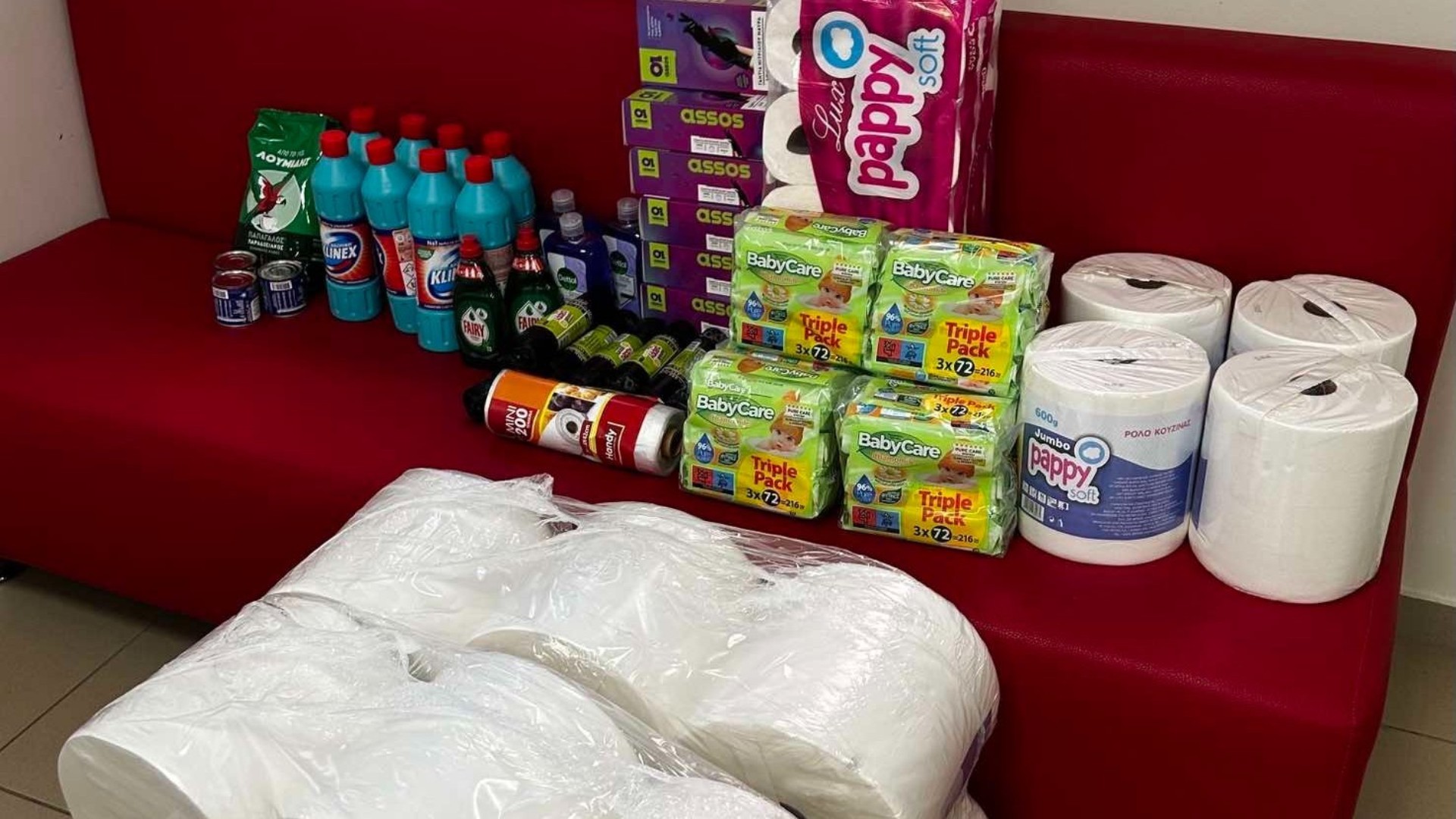 photo of previous delivery products arriving at charity