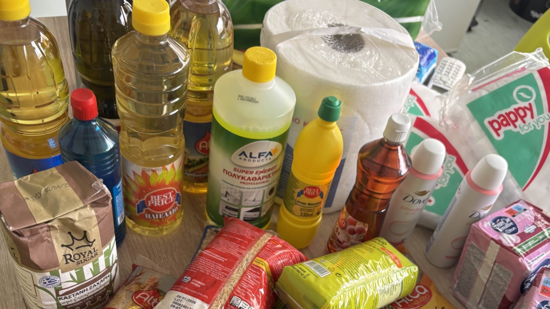 photo of previous delivery products arriving at charity