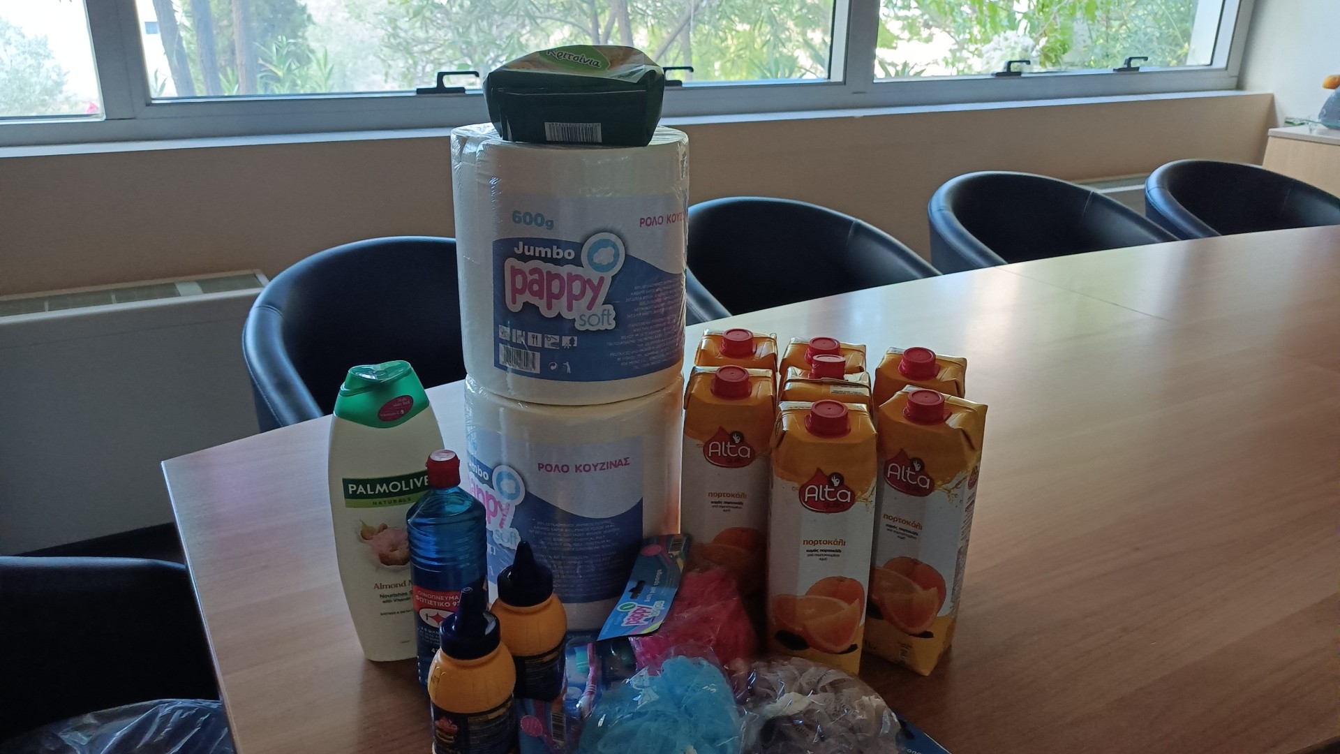 photo of previous delivery products arriving at charity