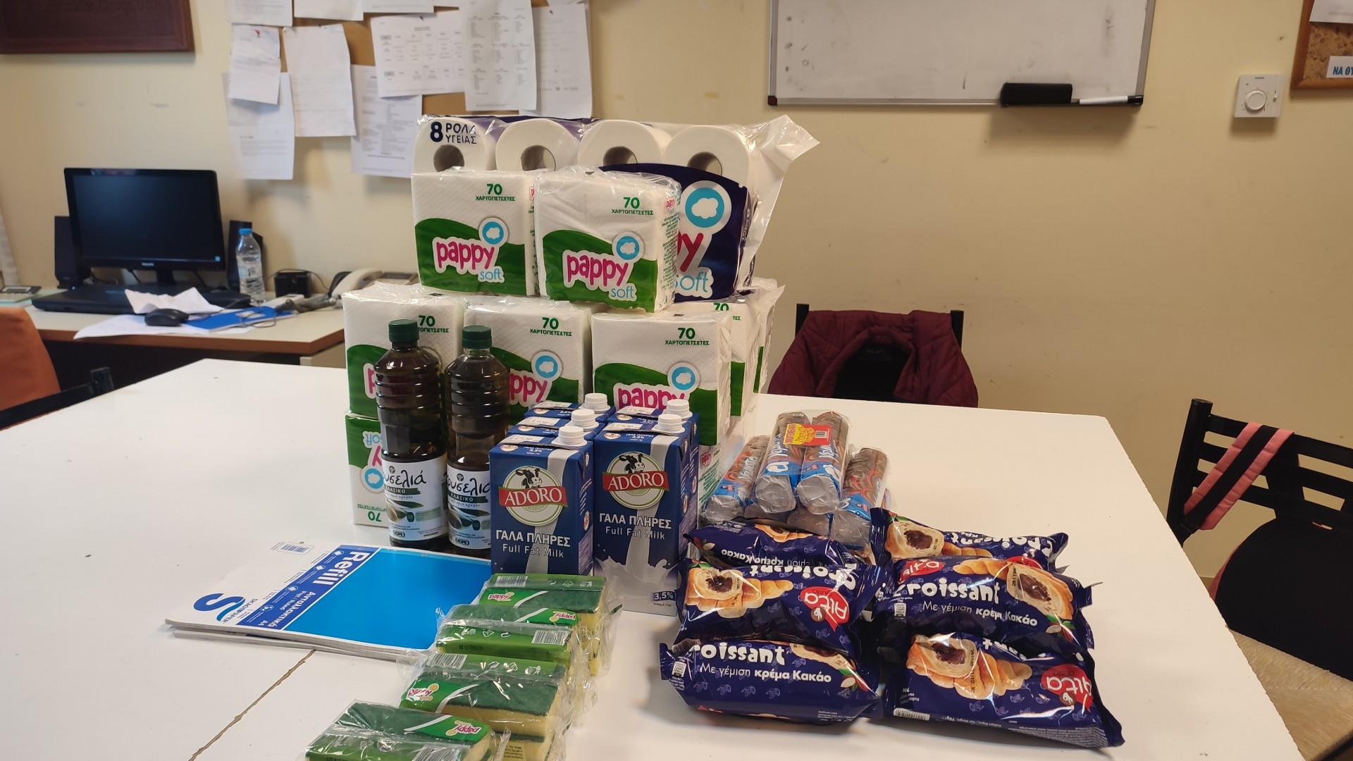 photo of previous delivery products arriving at charity