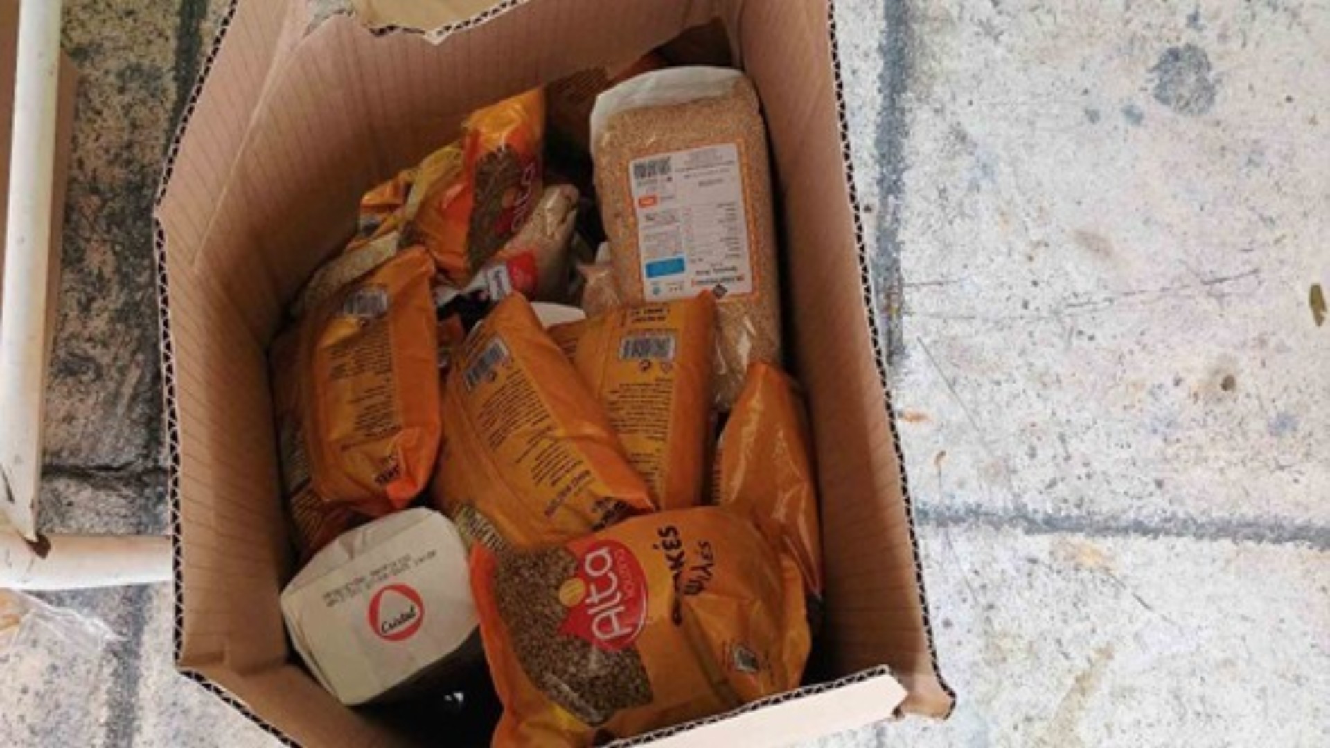 photo of previous delivery products arriving at charity