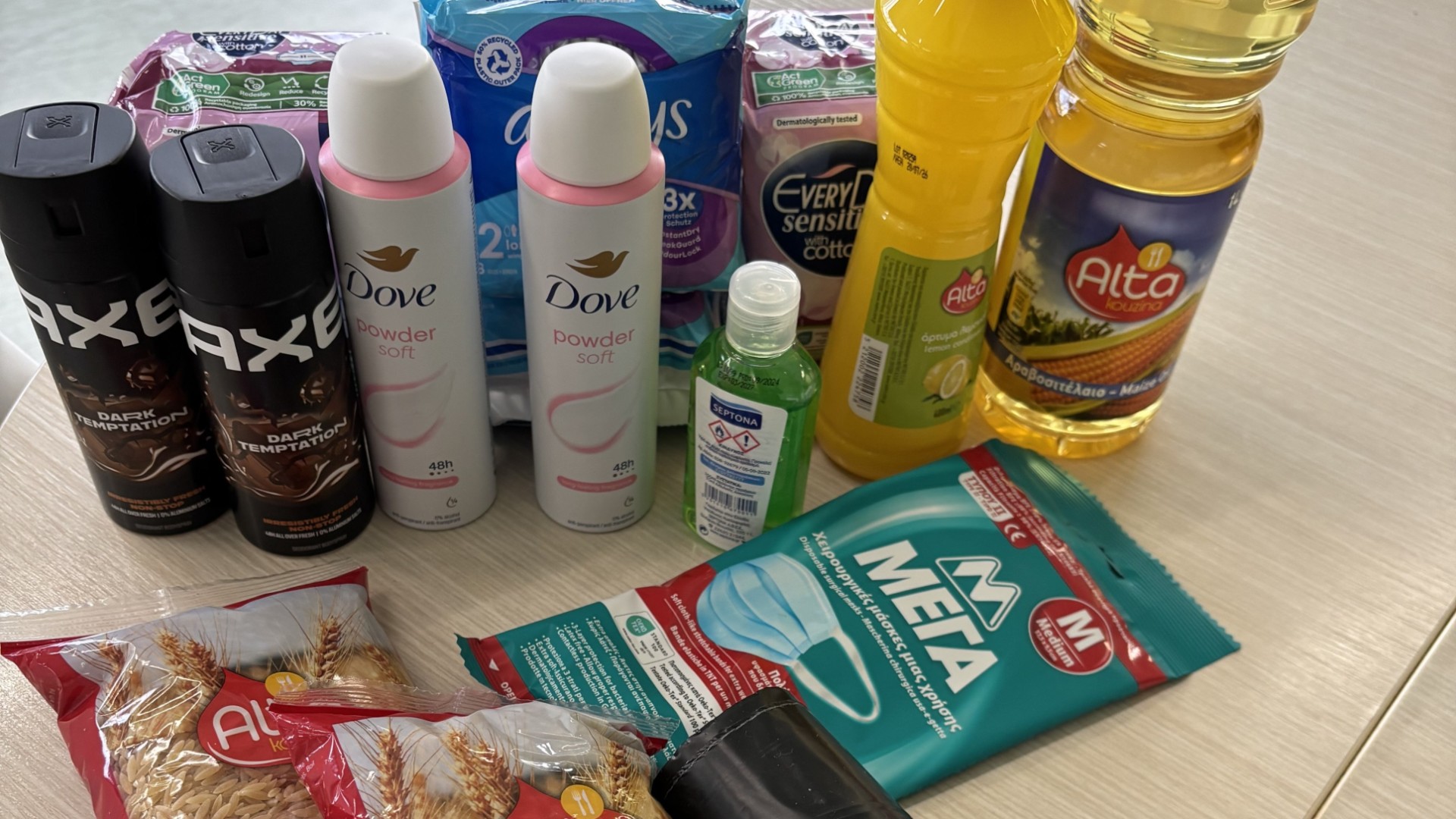 photo of previous delivery products arriving at charity