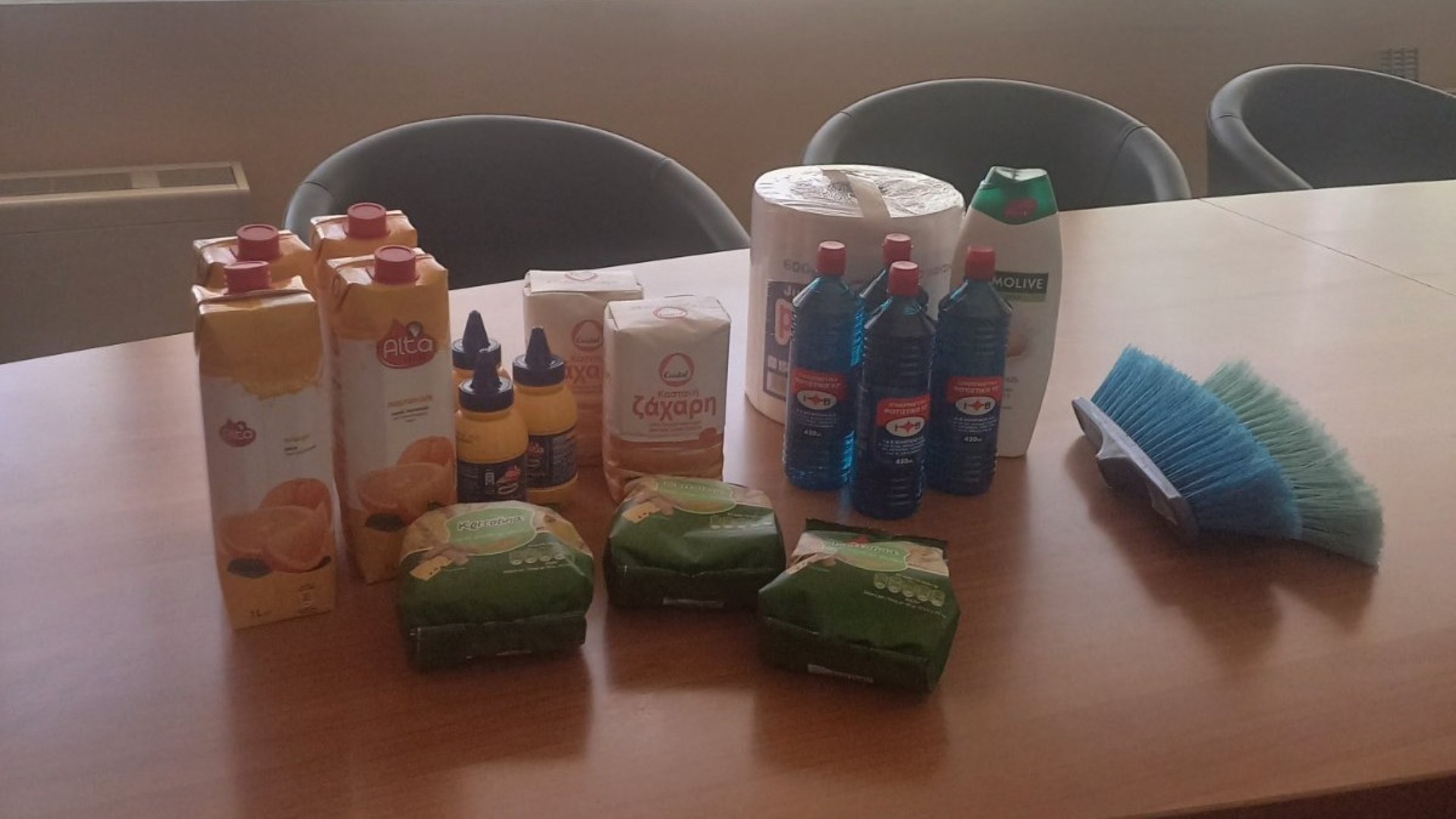 photo of previous delivery products arriving at charity