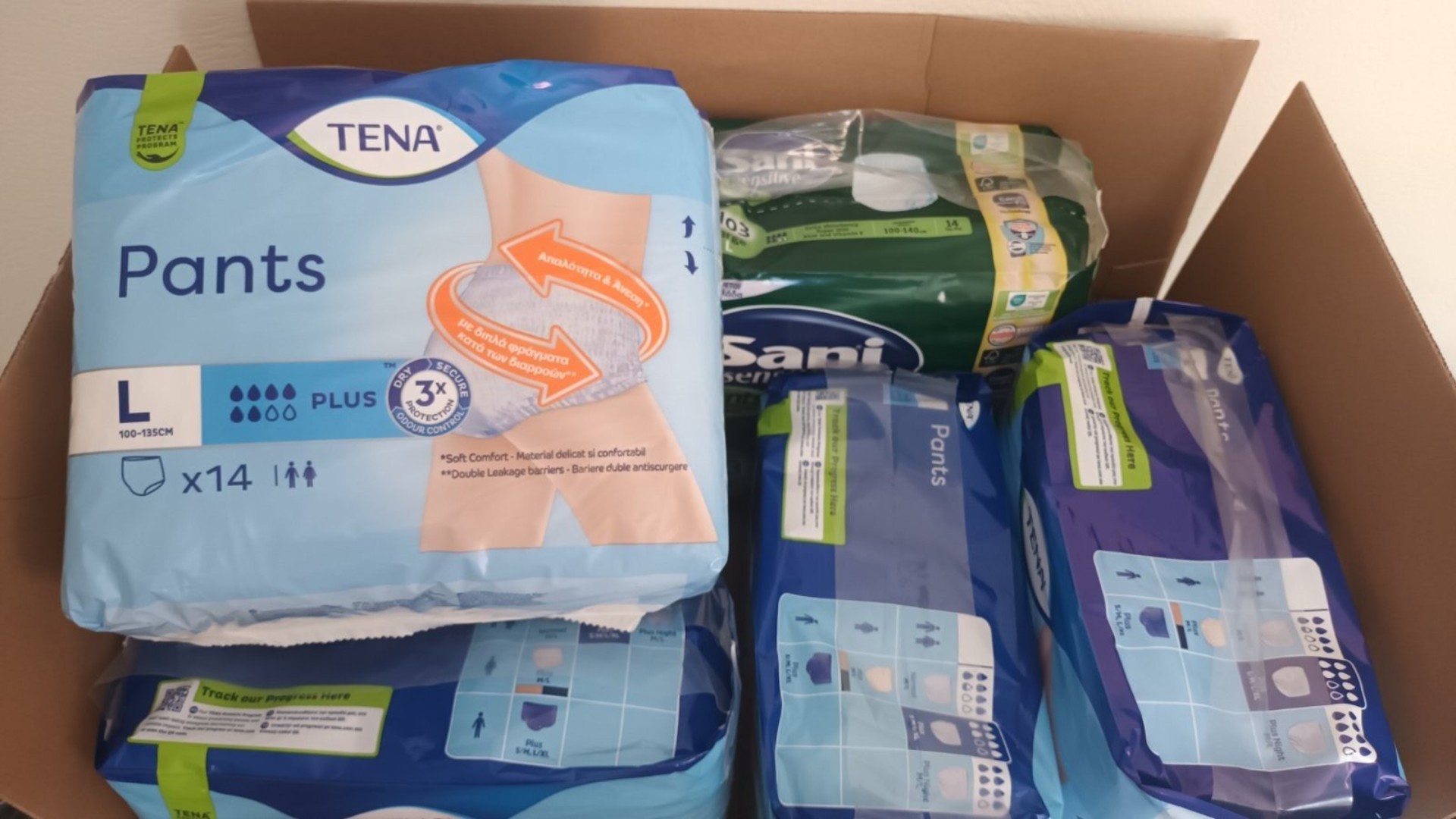 photo of previous delivery products arriving at charity