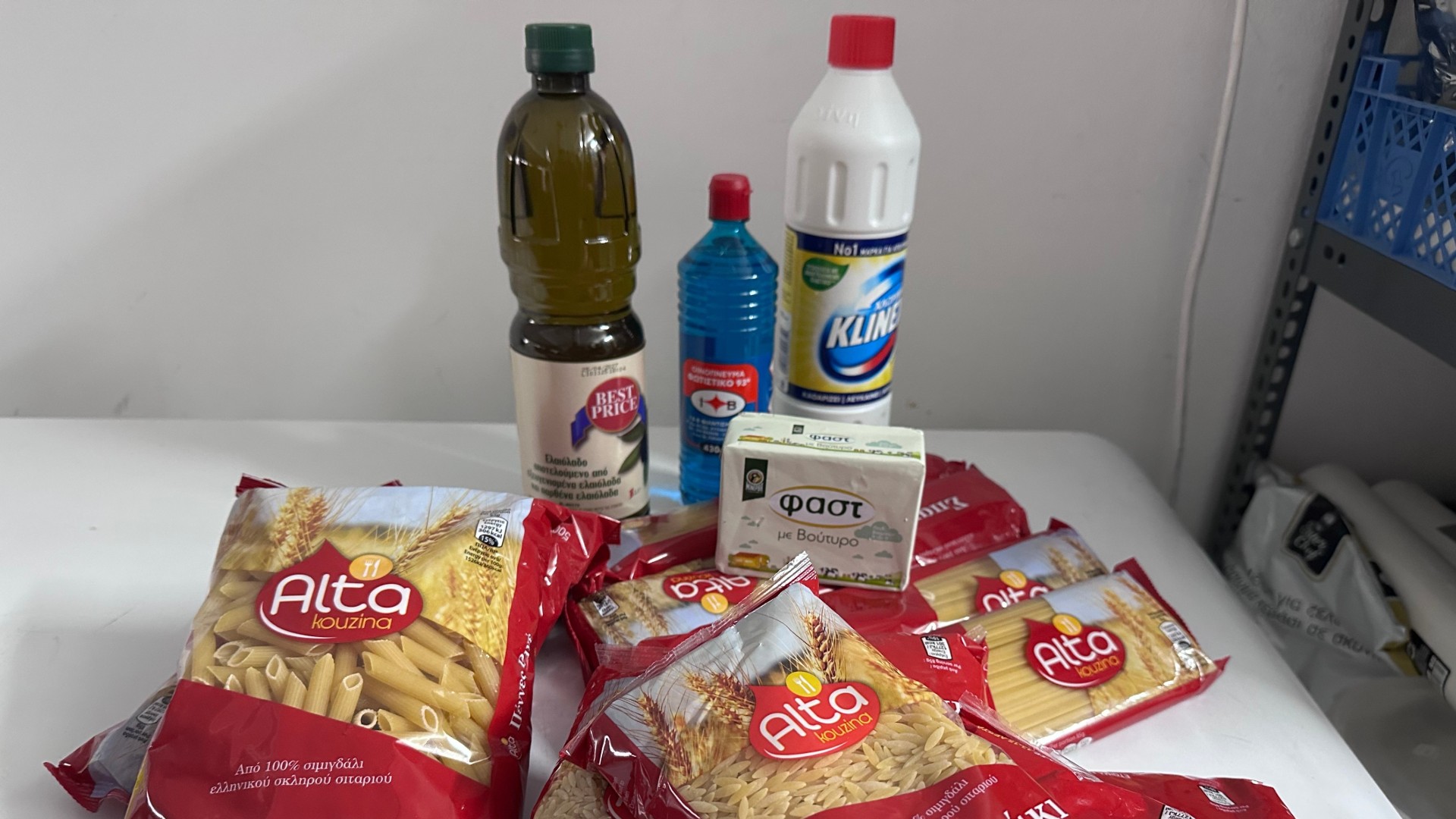 photo of previous delivery products arriving at charity