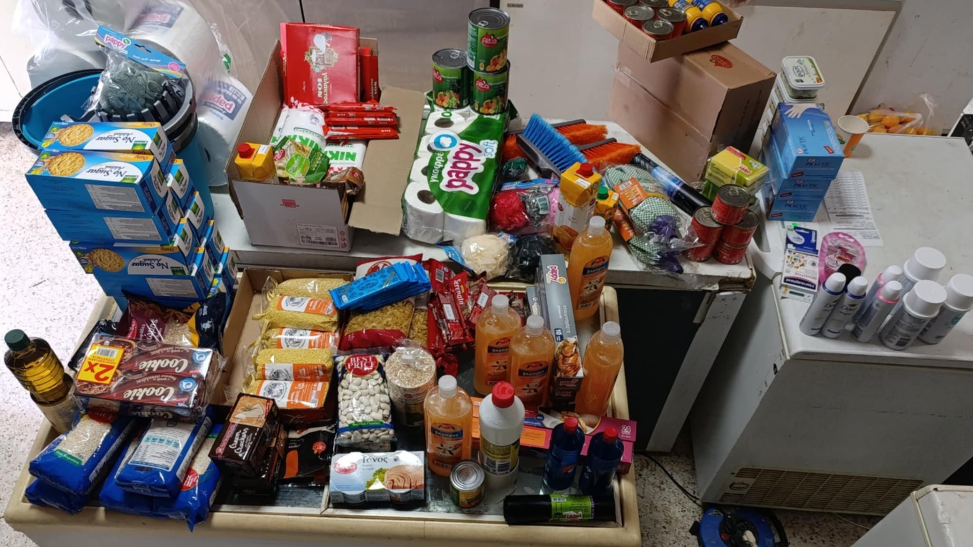 photo of previous delivery products arriving at charity