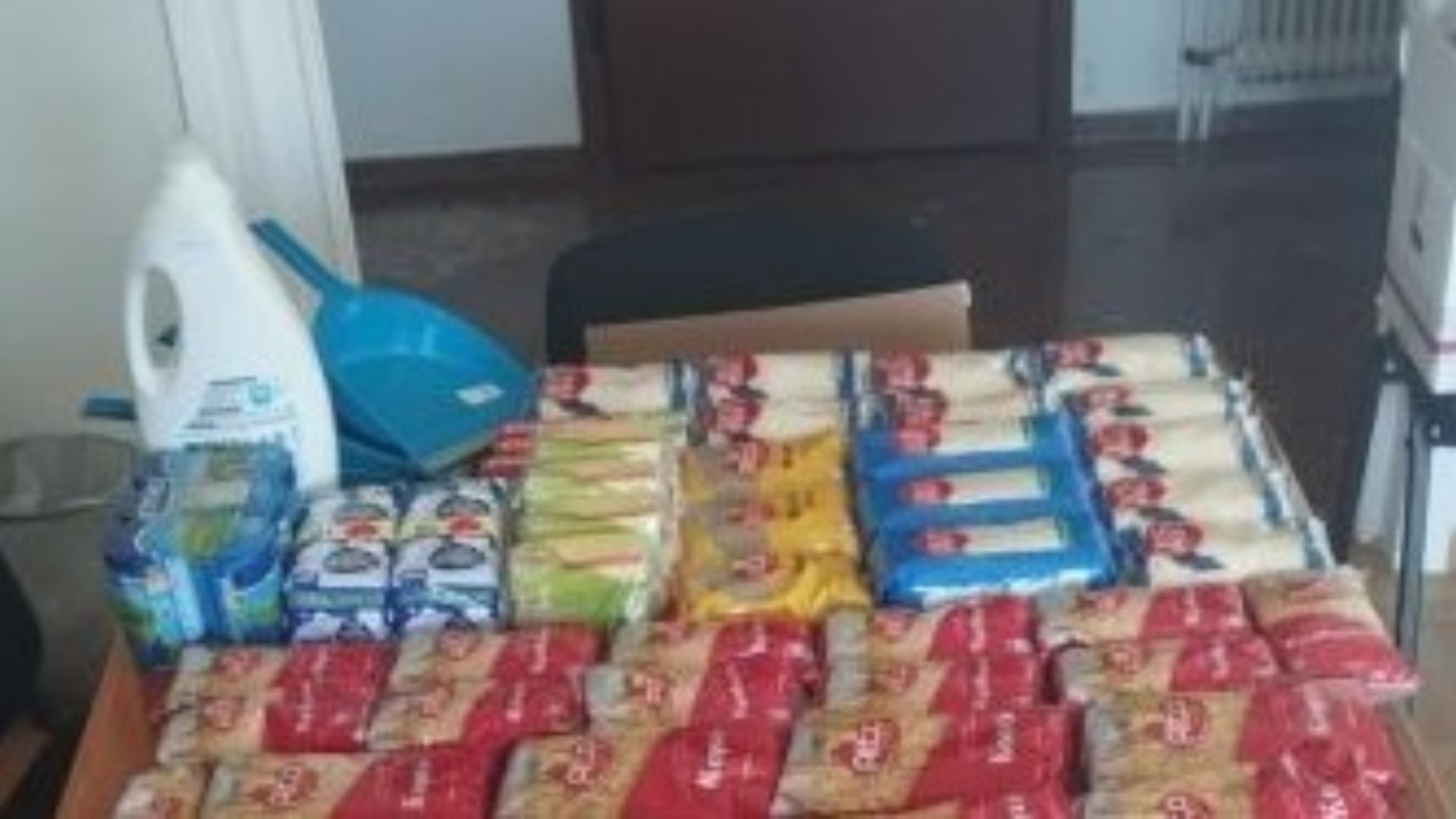 photo of previous delivery products arriving at charity