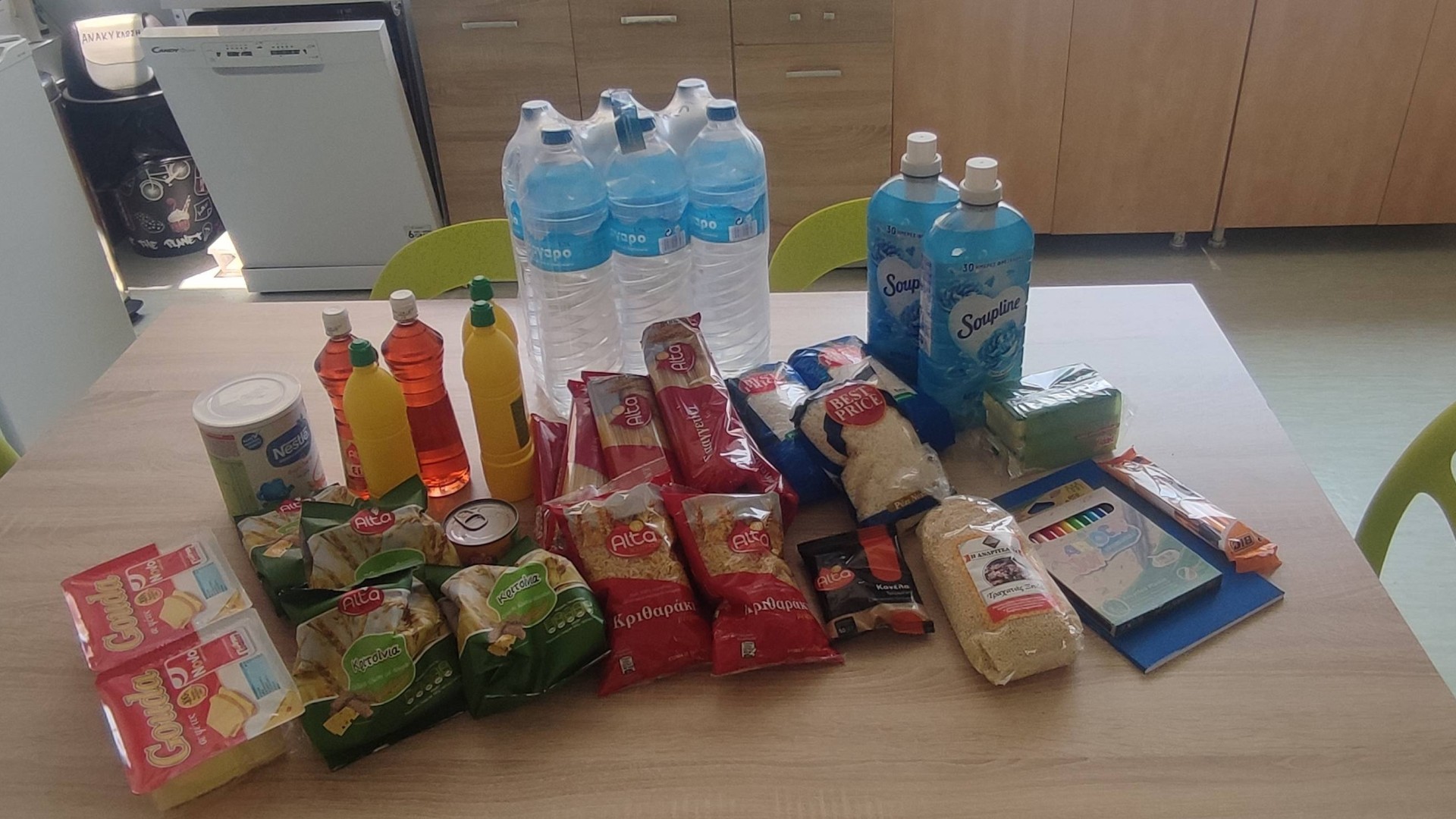 photo of previous delivery products arriving at charity