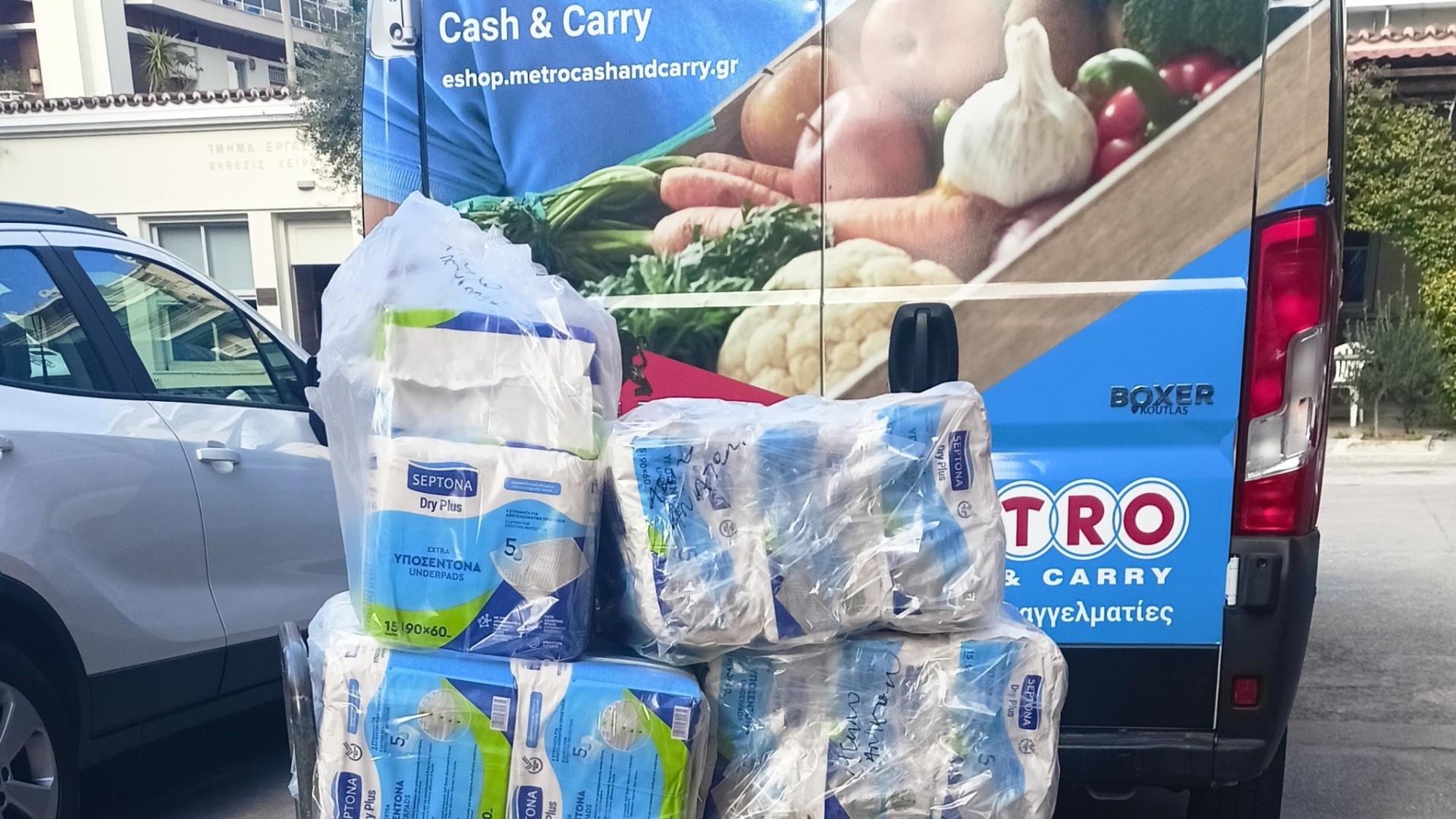 photo of previous delivery products arriving at charity