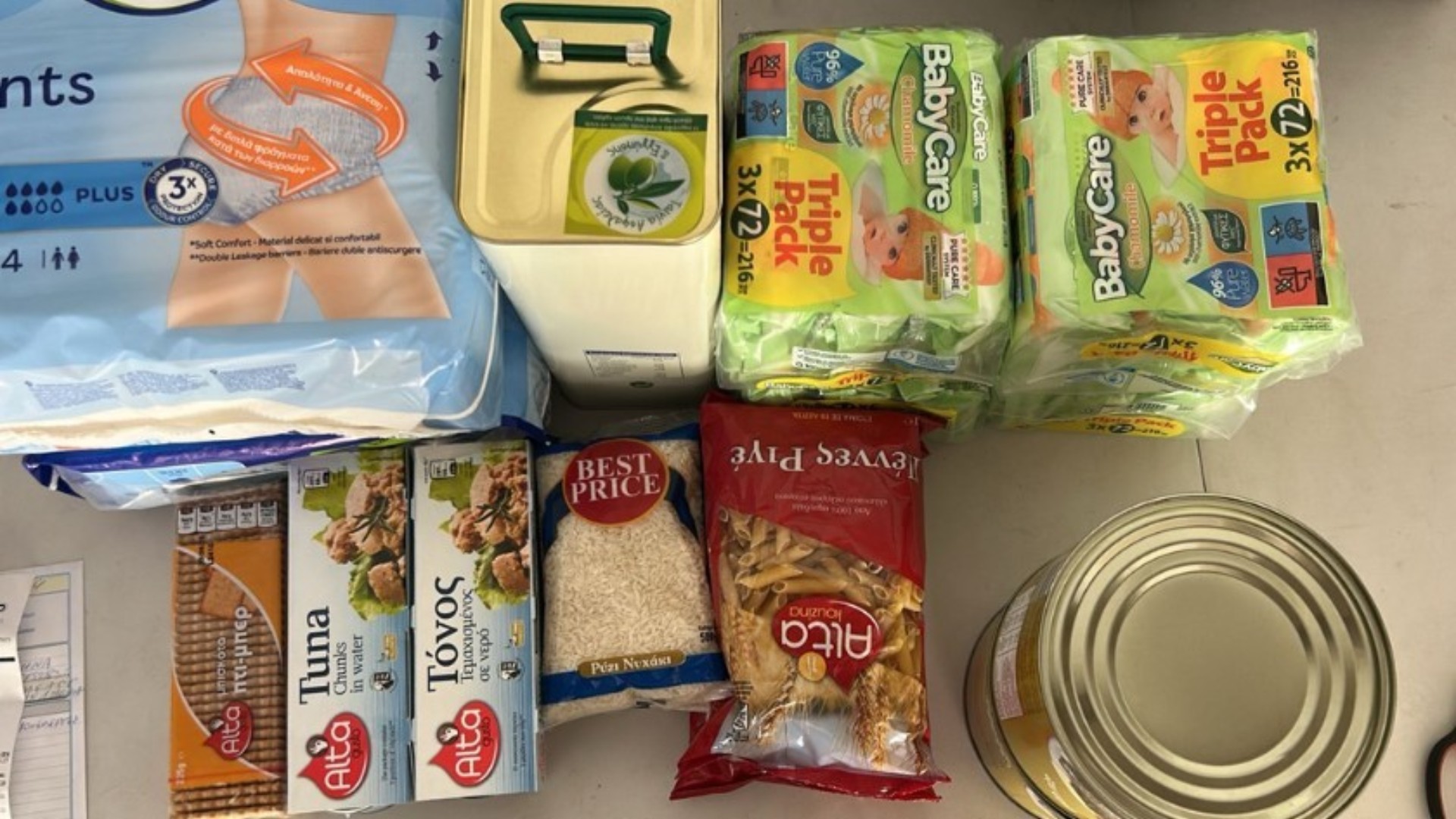 photo of previous delivery products arriving at charity