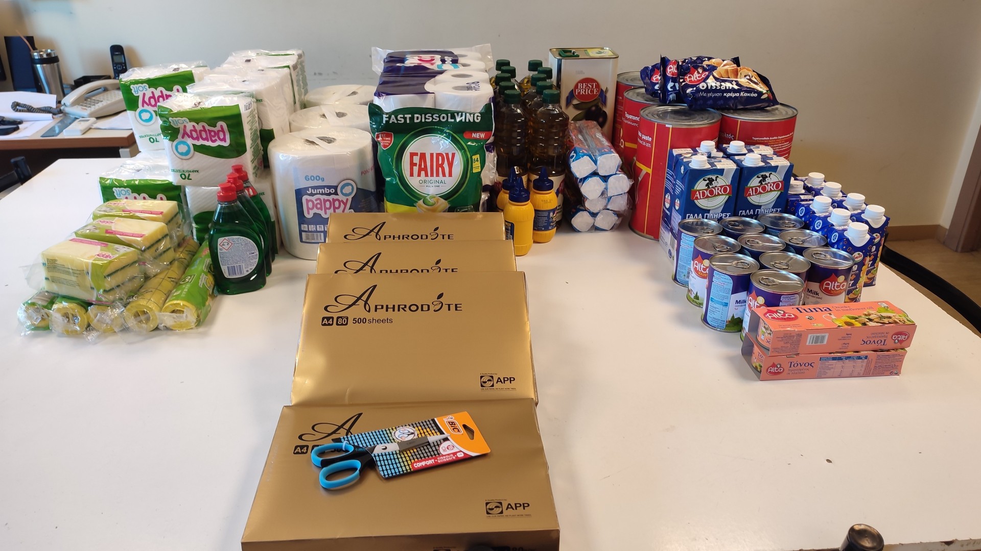 photo of previous delivery products arriving at charity